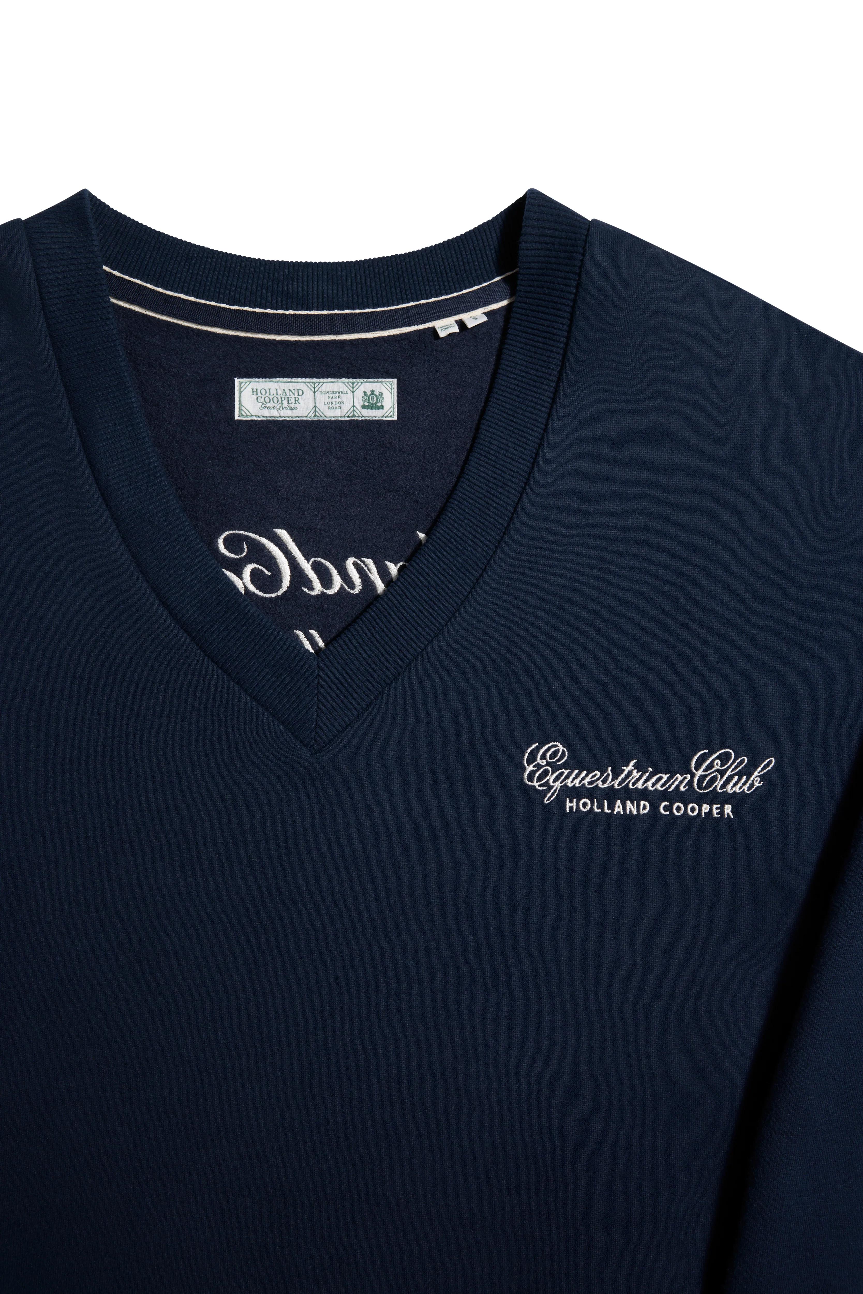 Relaxed Fit V-Neck Sweat (Ink Navy Ecru)