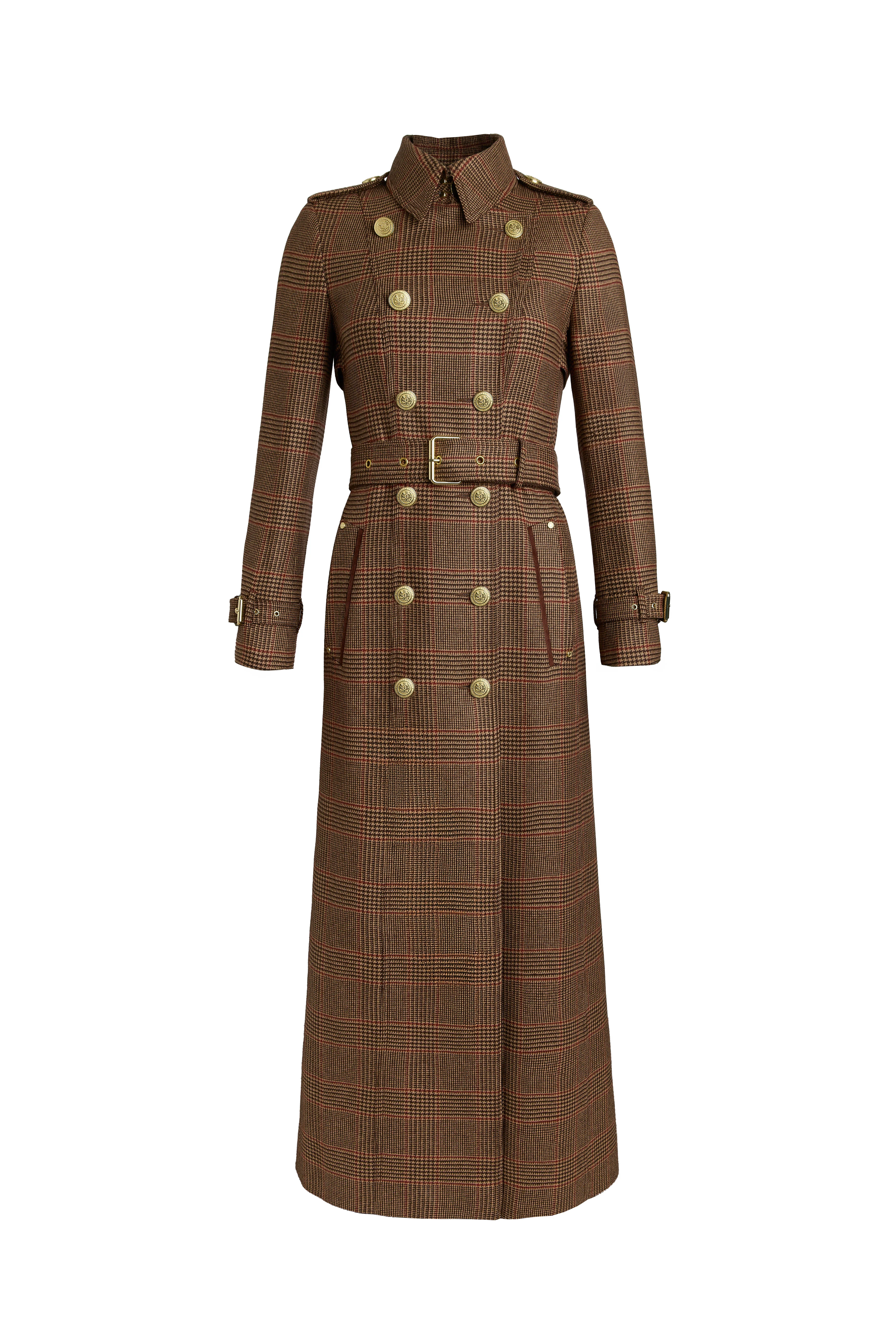 Full Length Marlborough Trench Coat (Clarence Check Merlot)