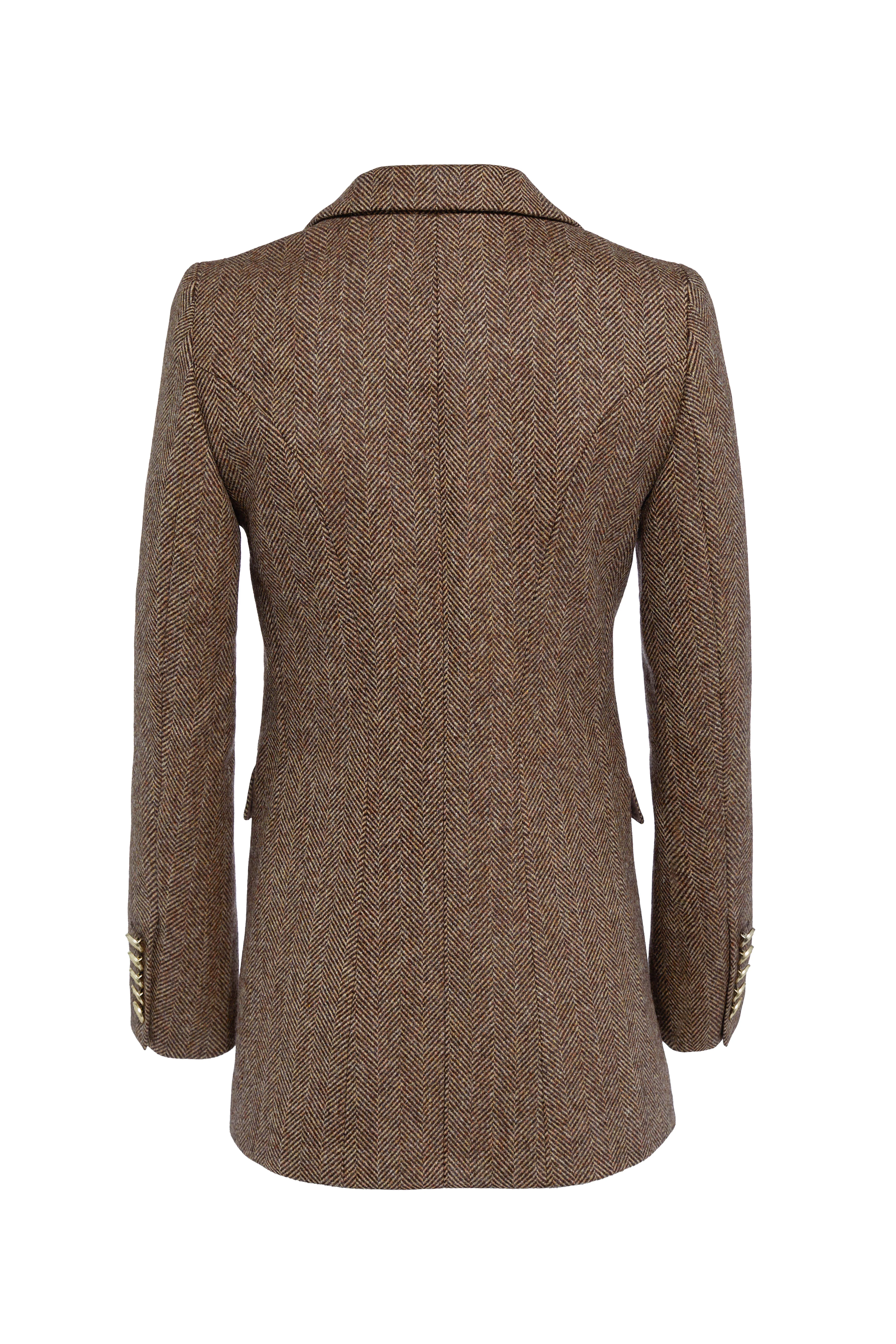 Double Breasted Blazer (Large Scale Brown Herringbone)