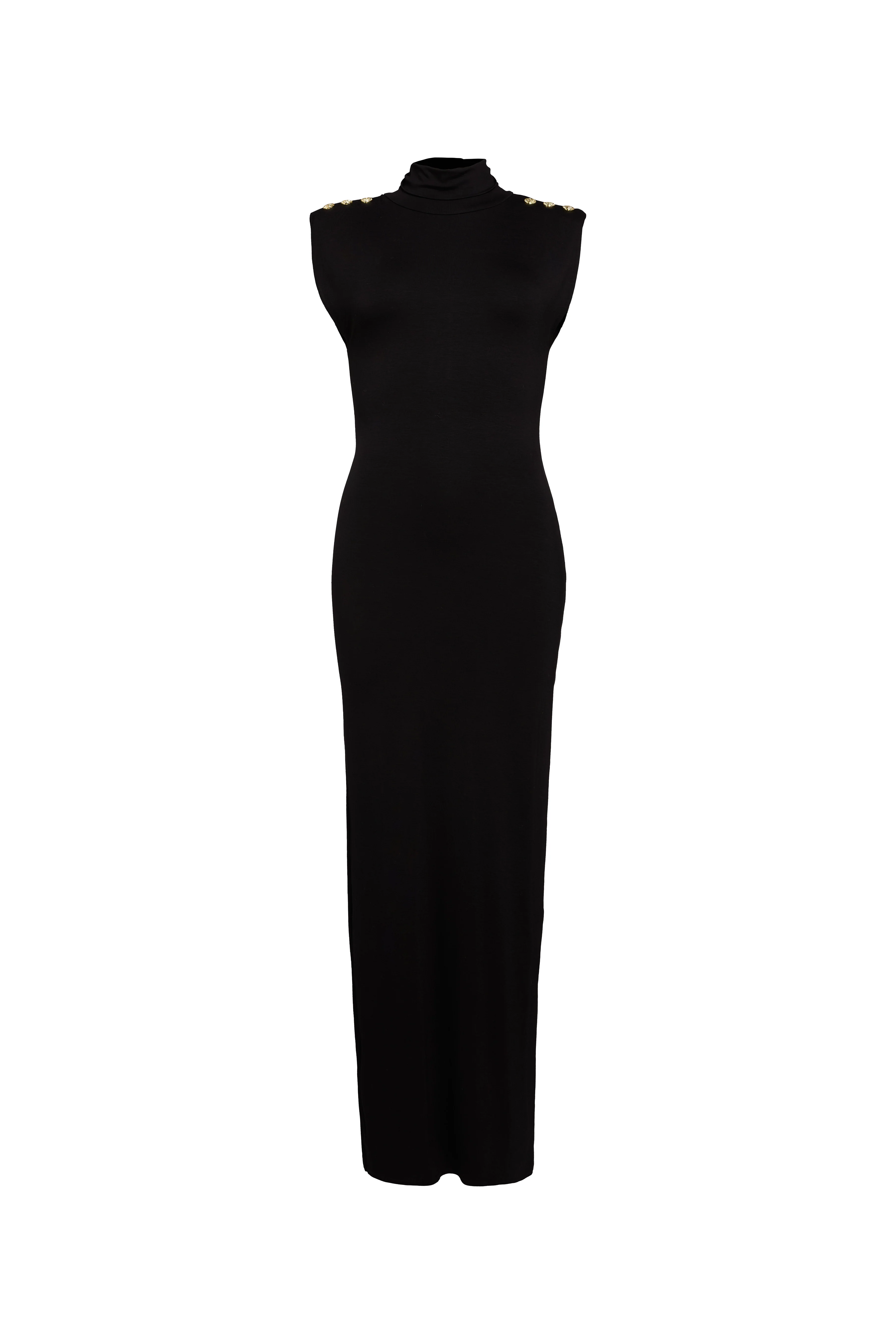 Harper High Neck Maxi Dress (Black)