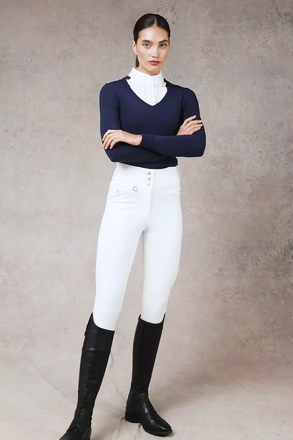 Premium Competition High Rise Breeches (White)