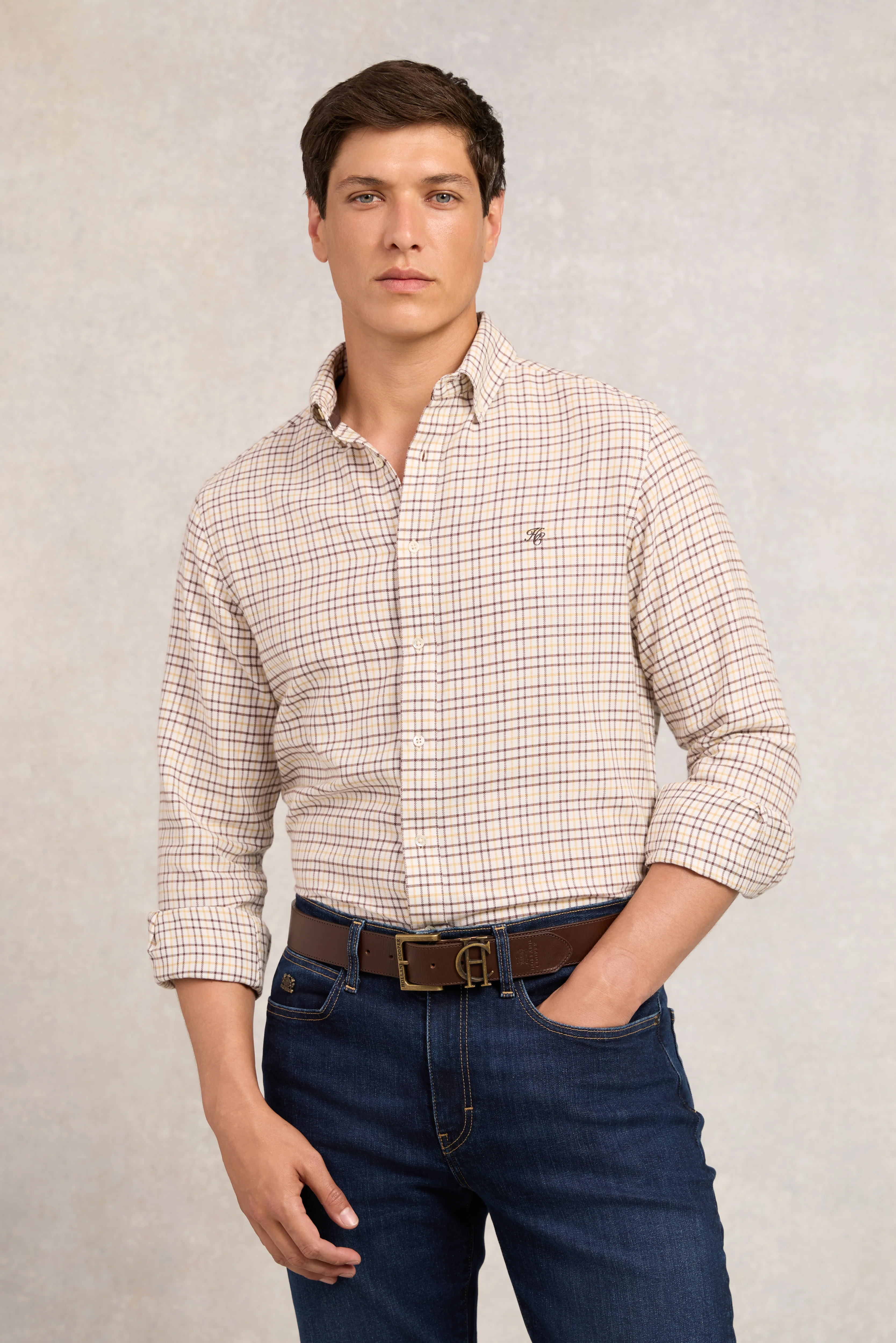 Classic Button Down Shirt (Cheltenham Camel Check)