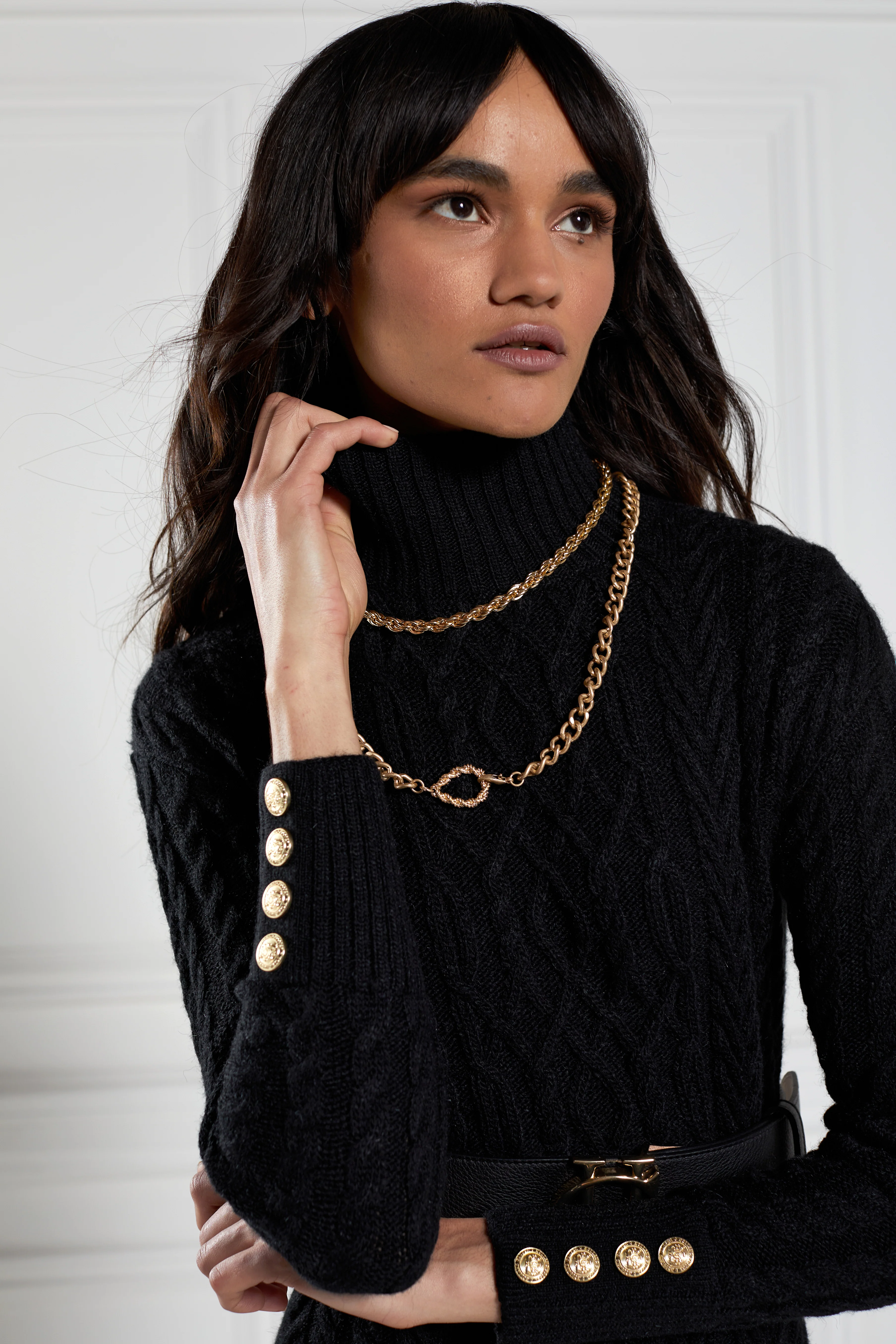 Windsor Cable Midi Dress (Black)