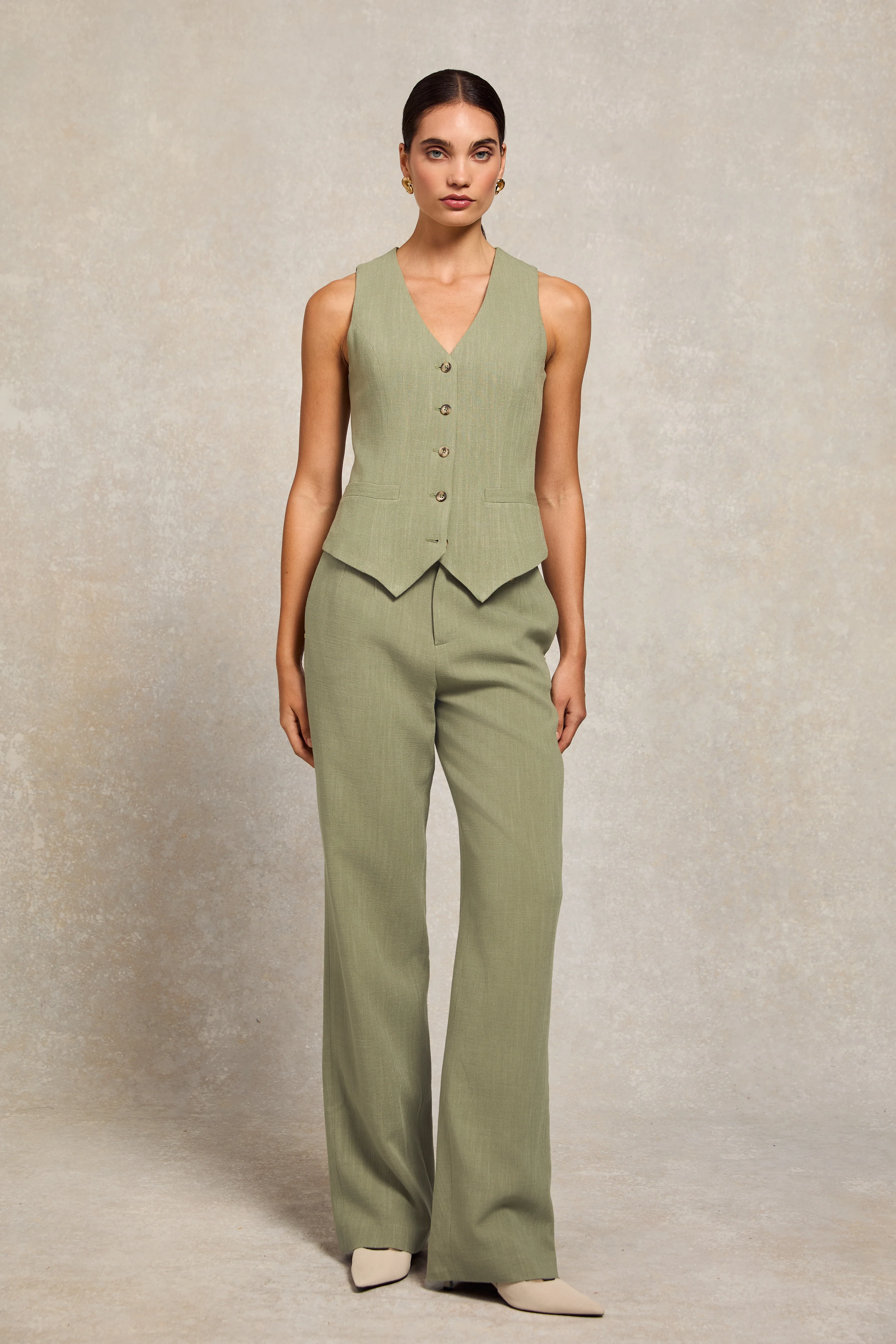 Hampton Waistcoat (Sage Linen)