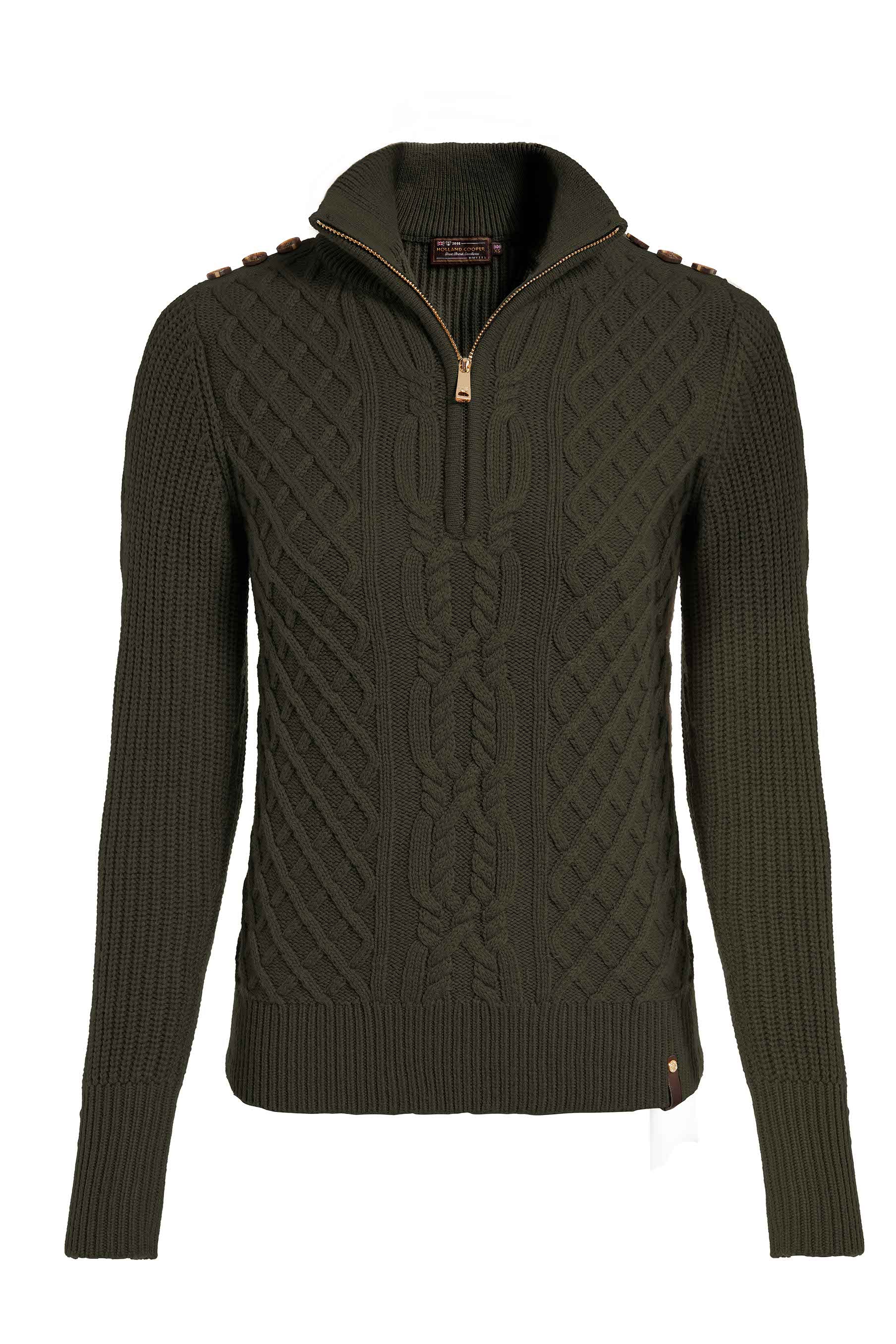 Country Cable Quarter Zip Knit (Forest Green)