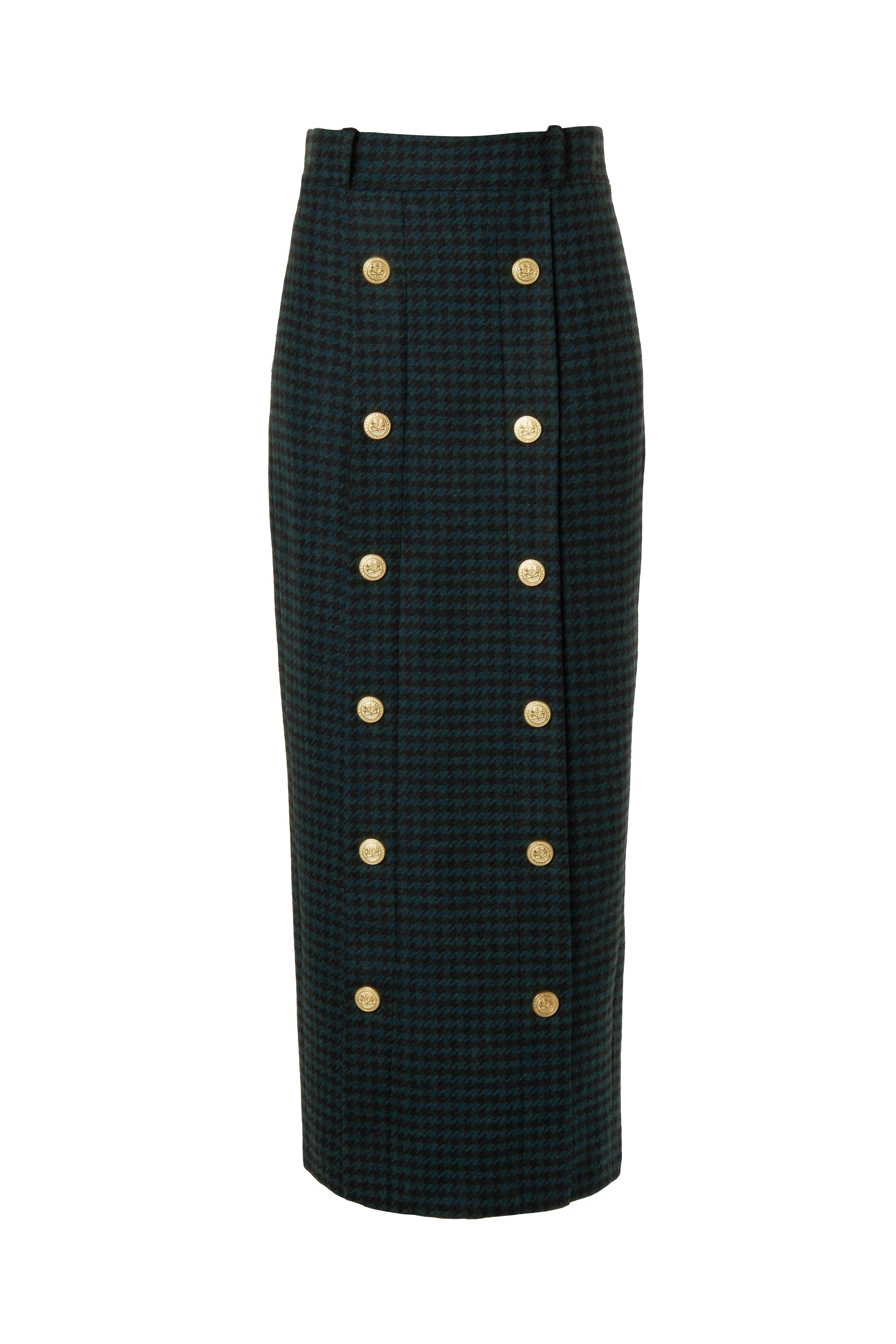 Knightsbridge Maxi Skirt (Emerald Houndstooth)