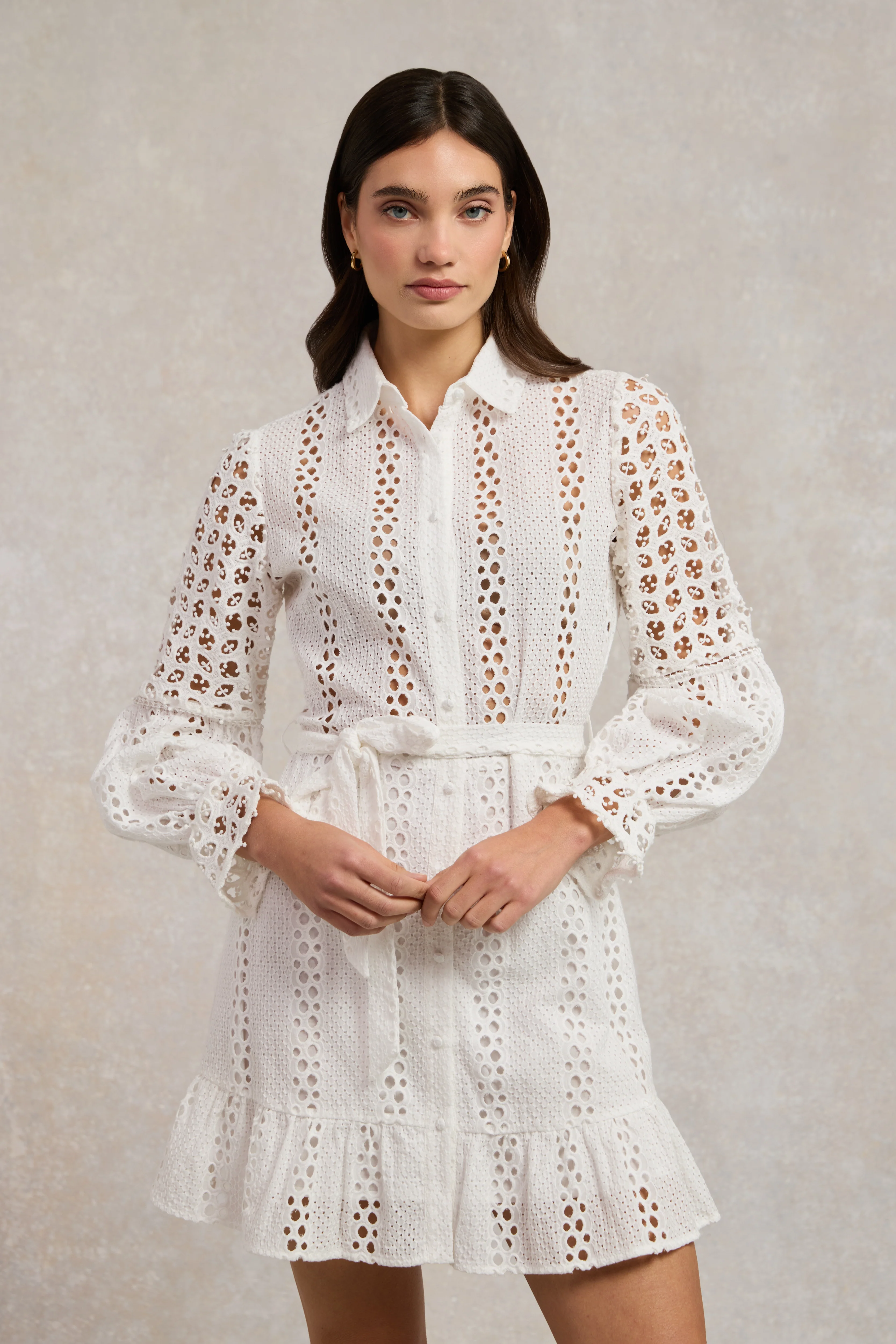 Broderie Lace Dress (White)