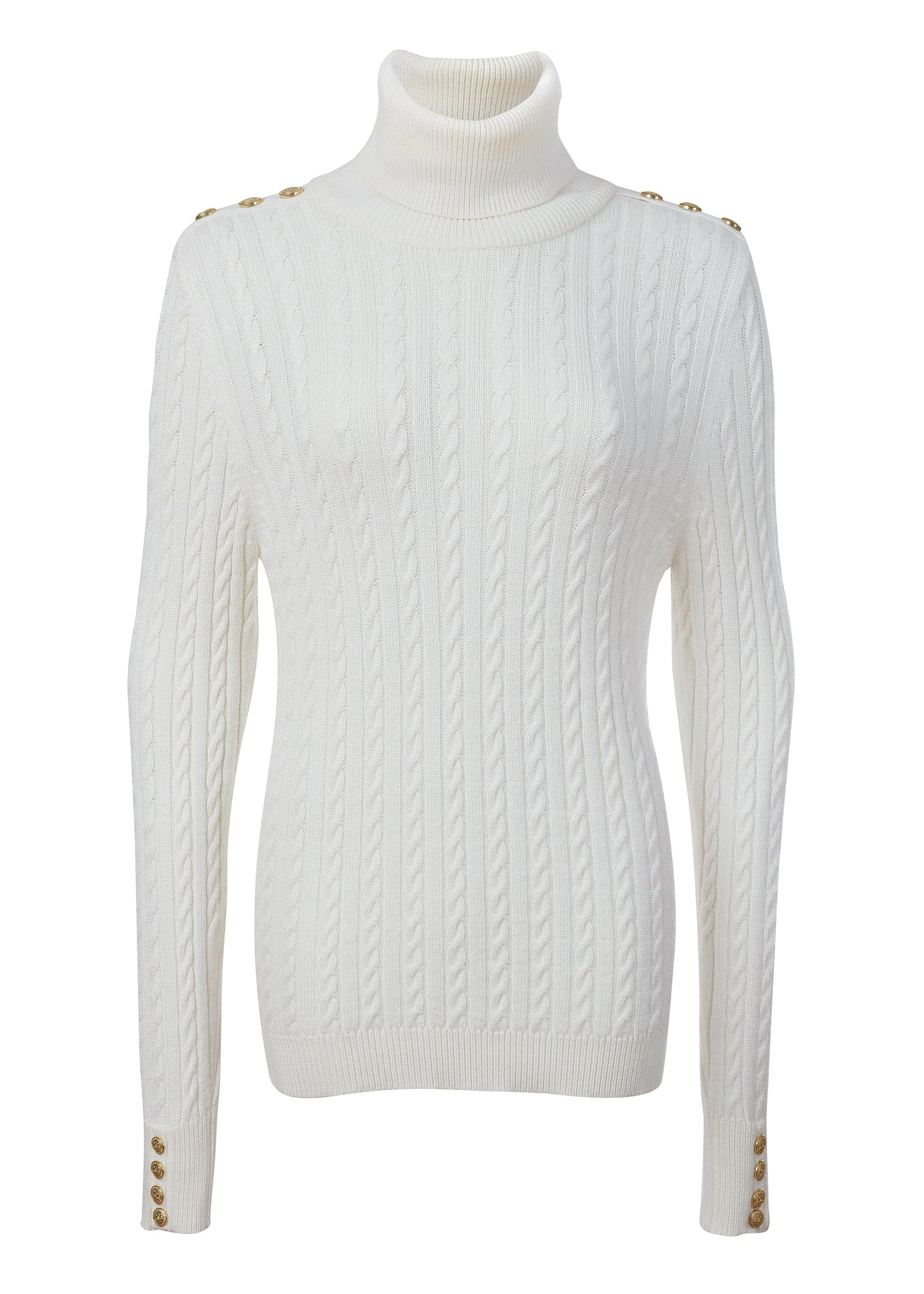Seattle Roll Neck Cable Knit (Winter White)