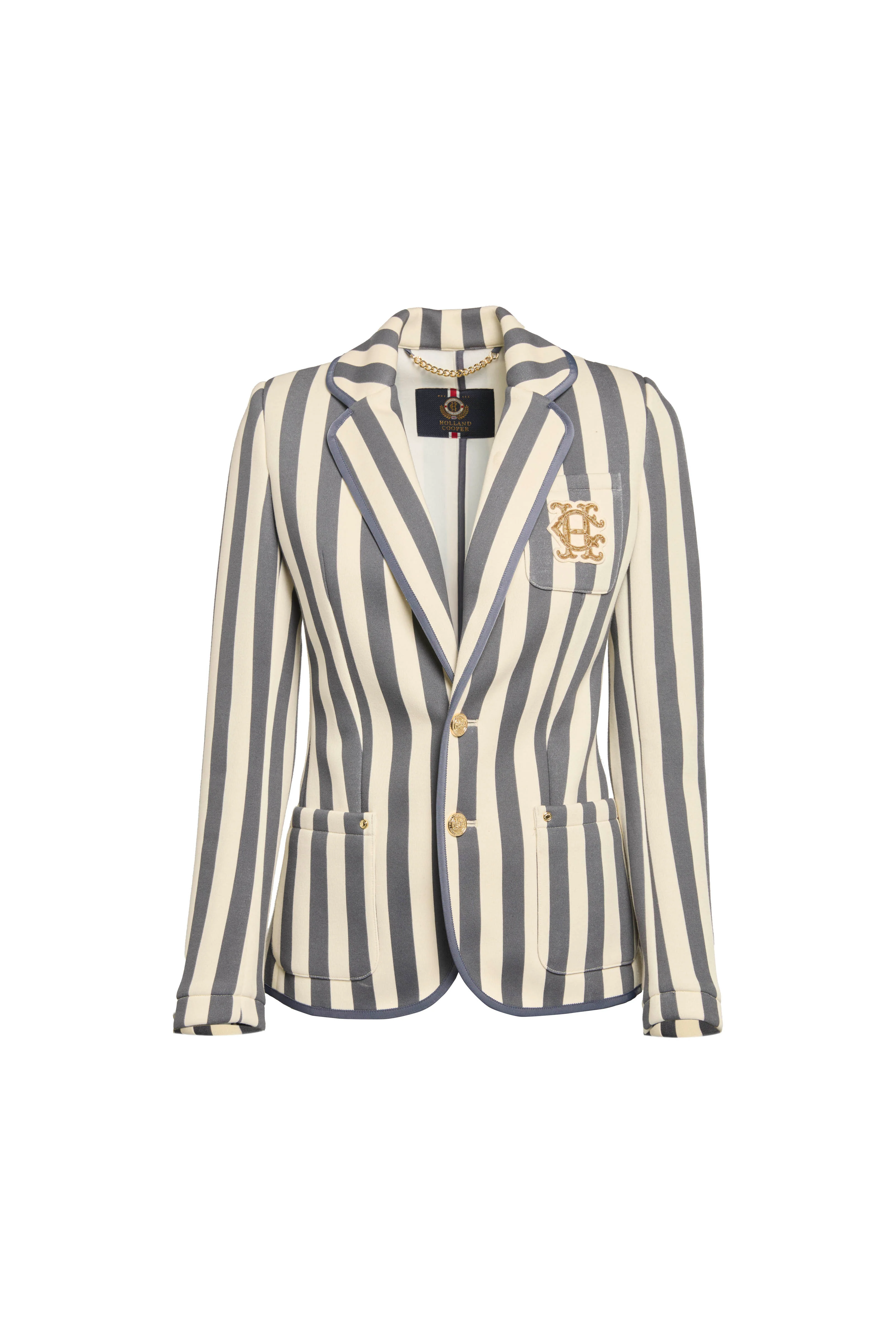 Henley Blazer (Dusty Navy Stripe)