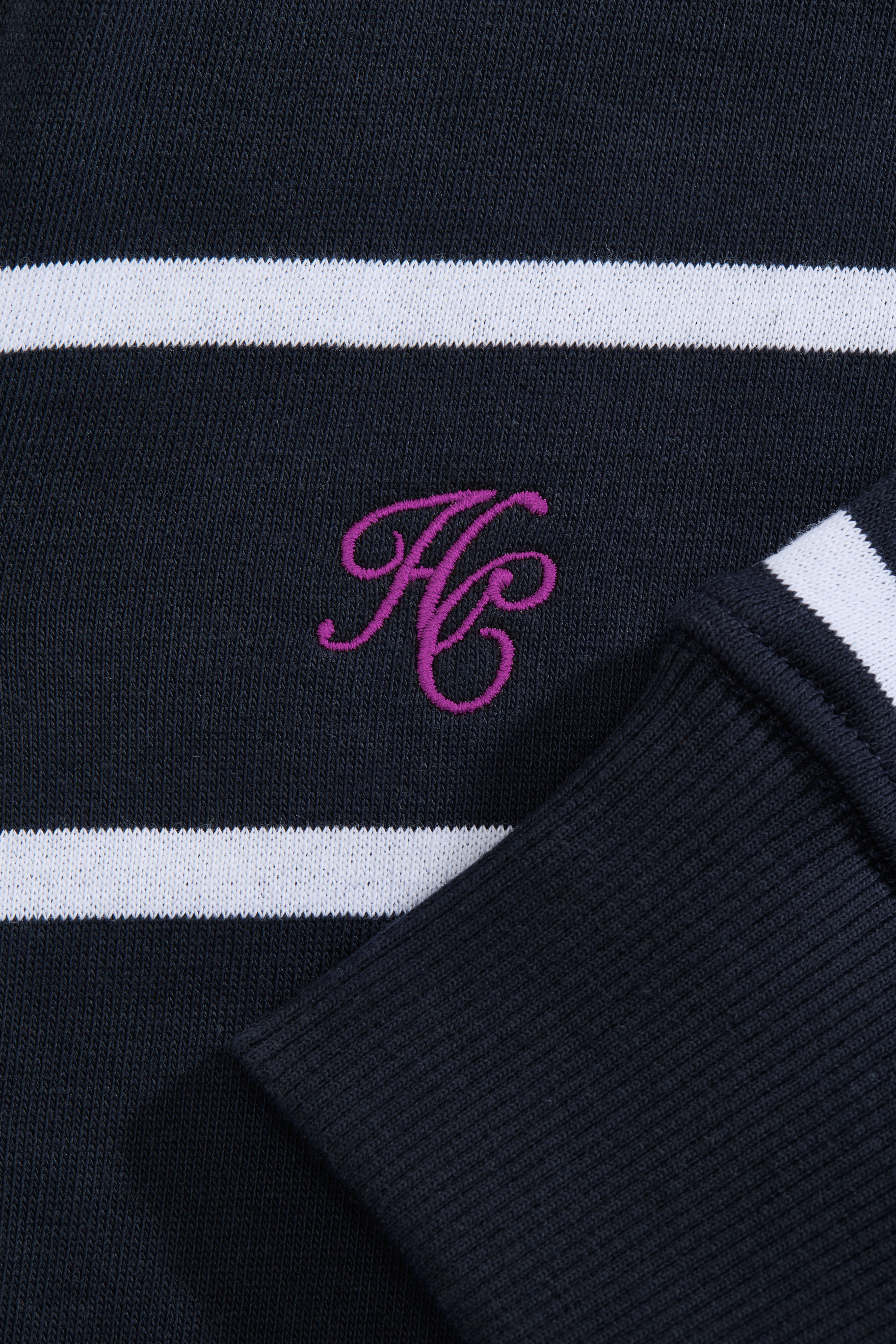 Kingham Quarter Zip Neck Sweat (Ink Navy Stripe)