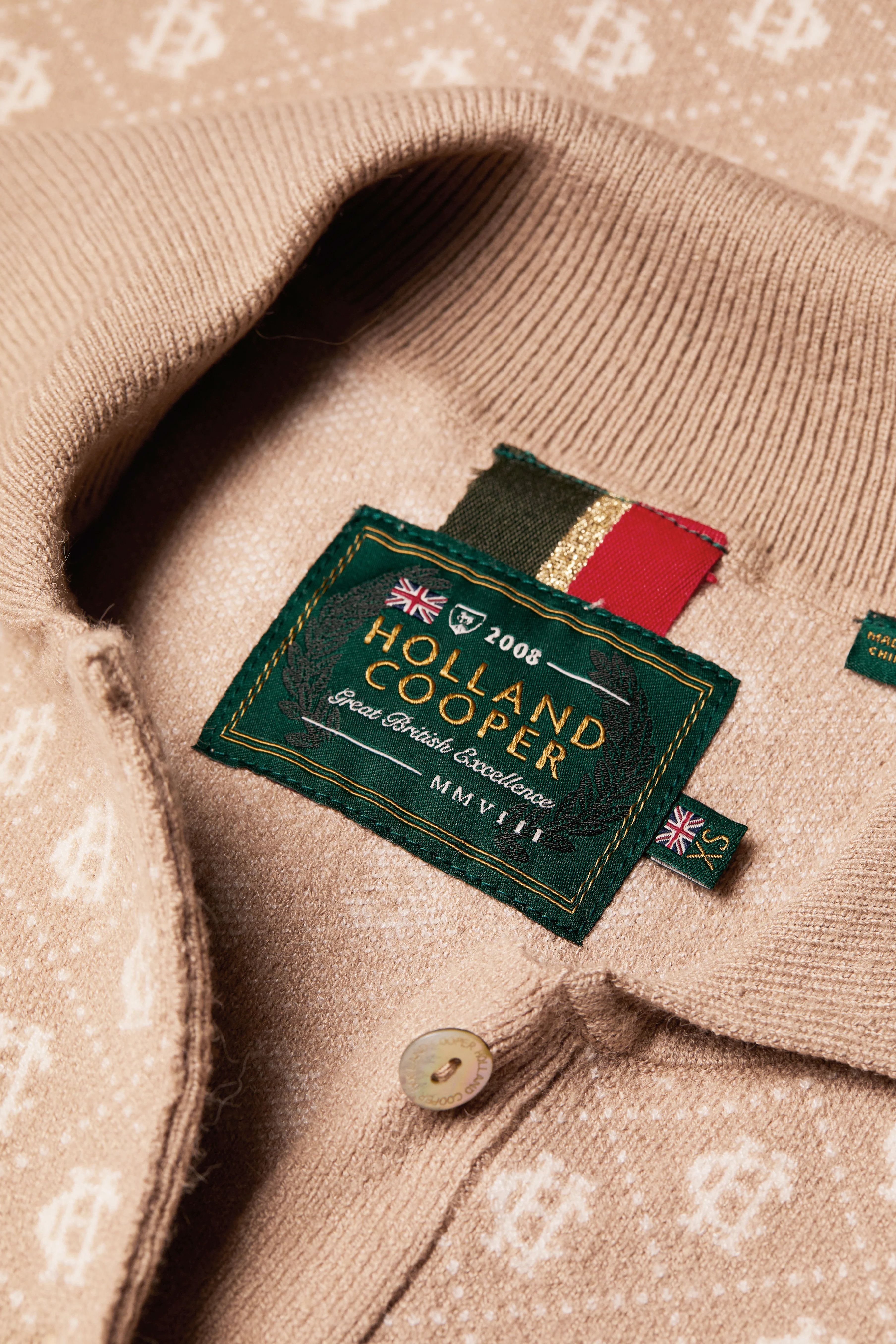 Sleeveless Knitted Monogram Polo (Camel)