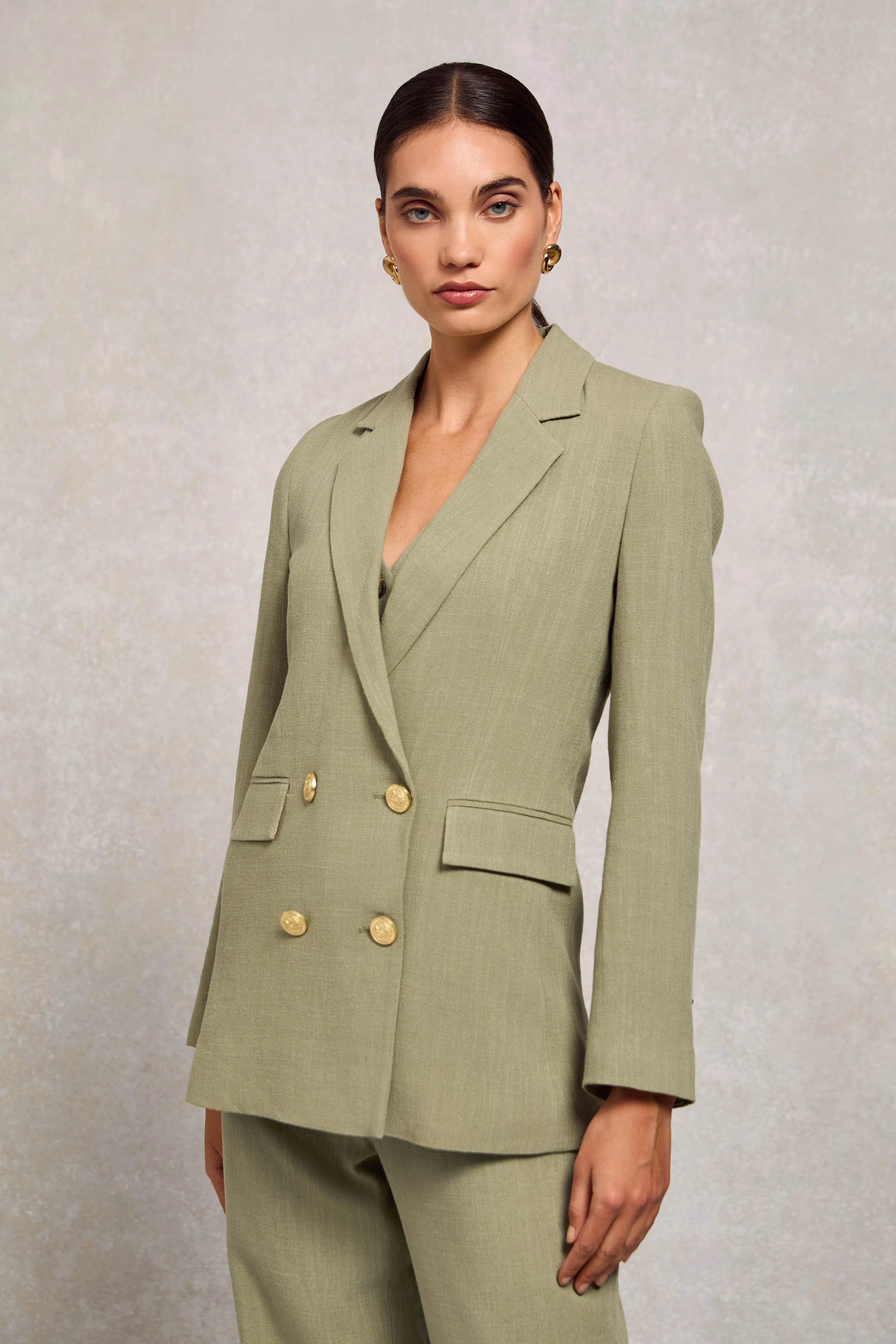 Double Breasted Blazer (Sage Linen)
