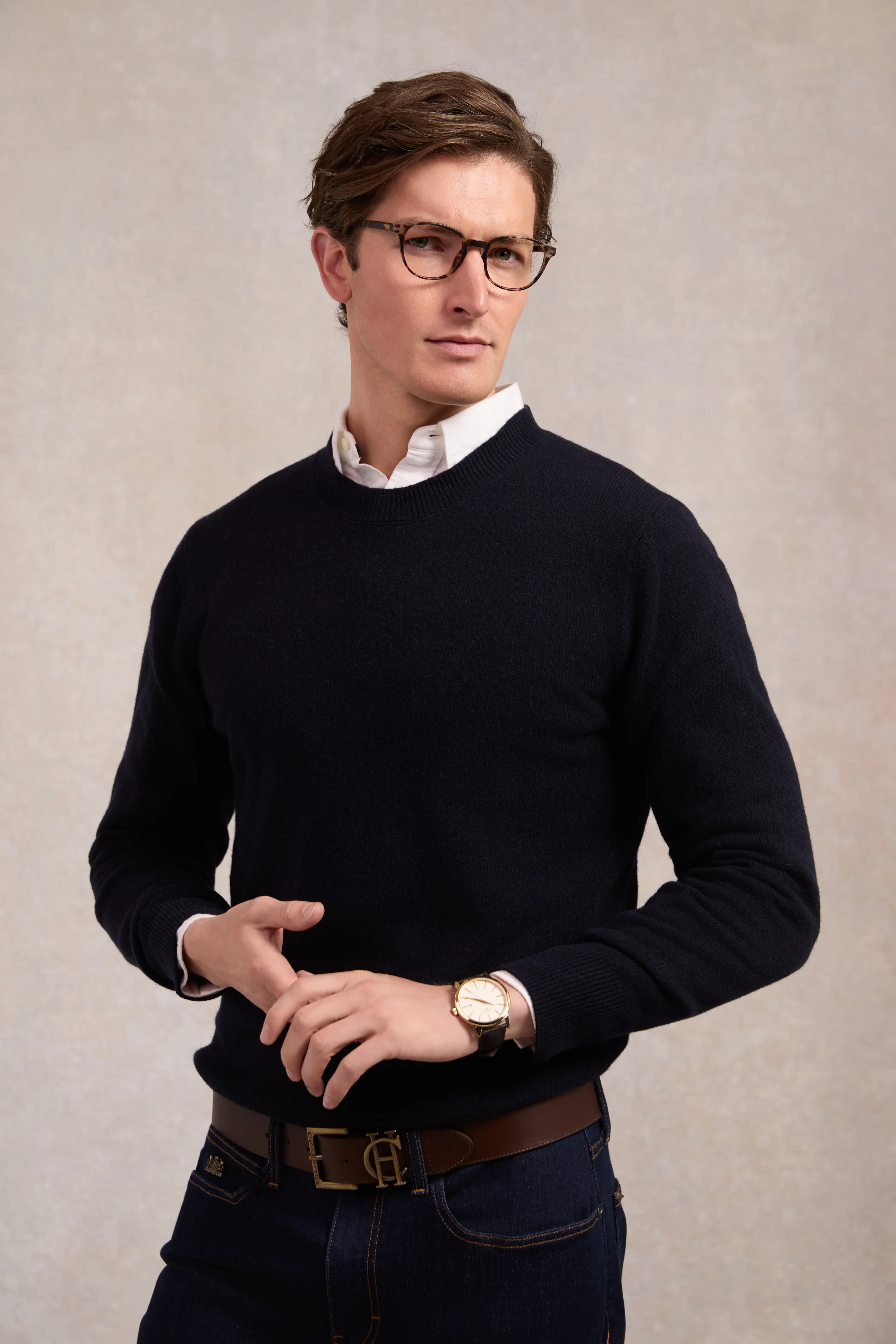 Byron Crew Neck Knit (Navy)