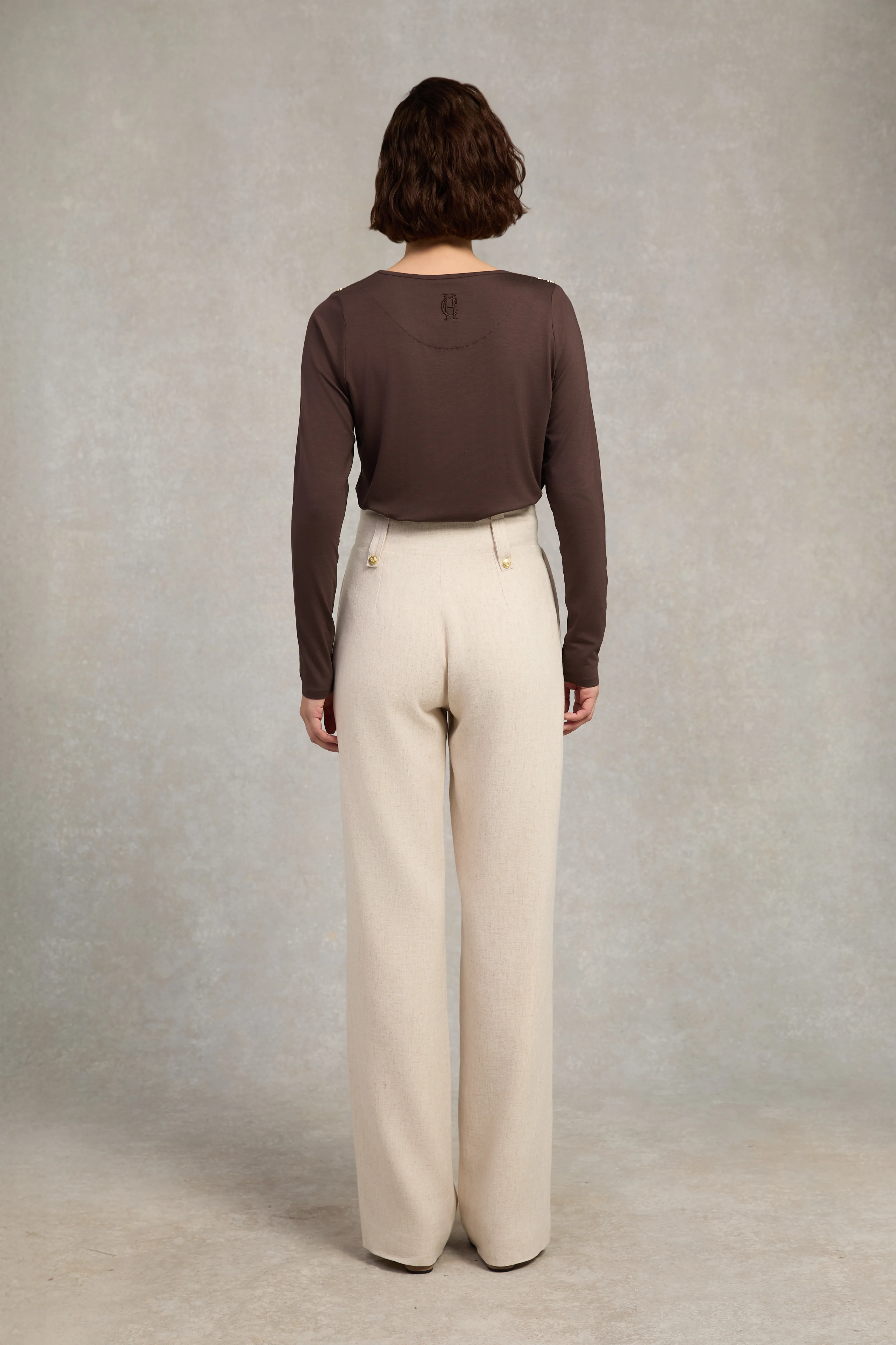 Long Sleeve V-Neck Tee (Coffee)