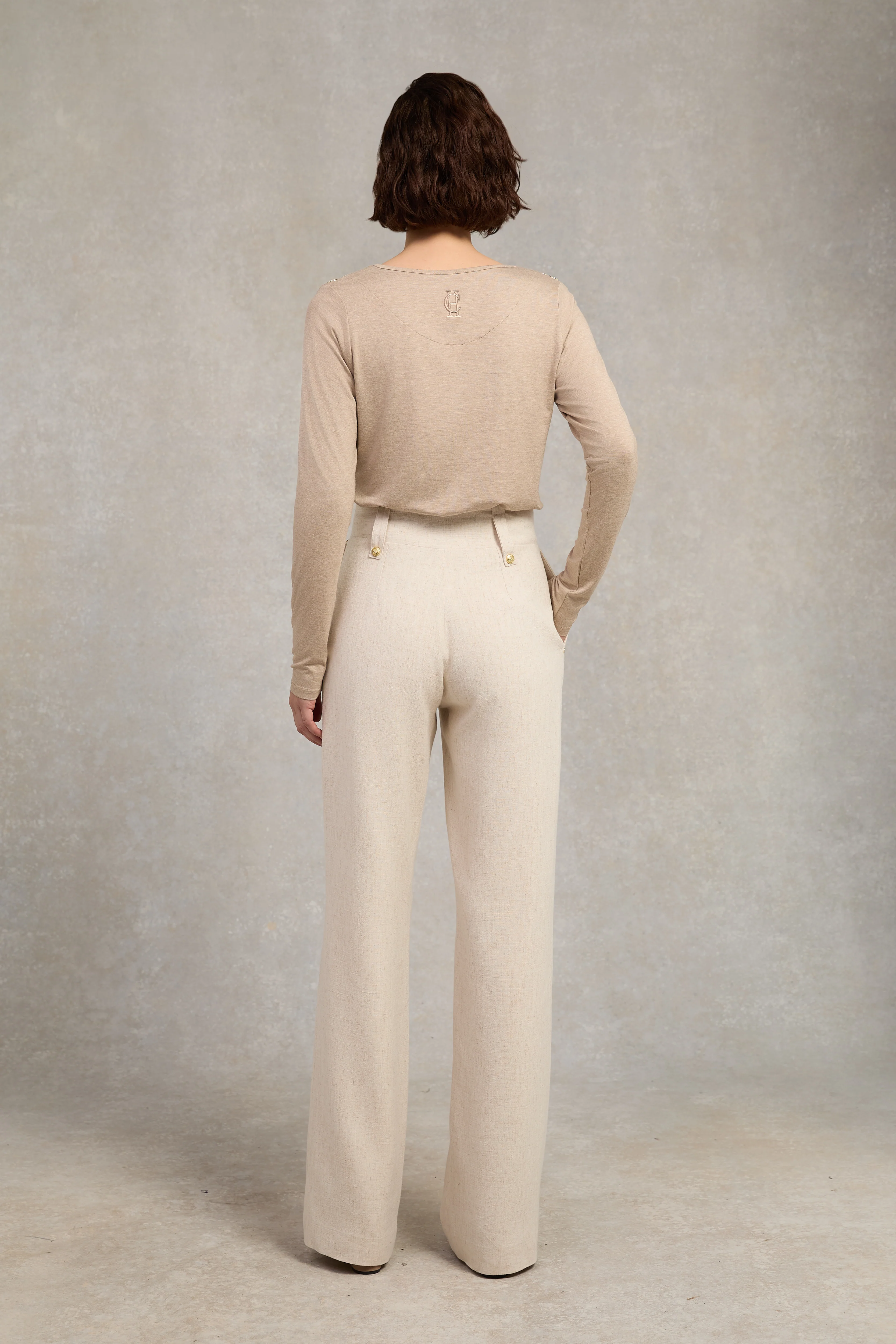 Long Sleeve V-Neck Tee (Oatmeal)