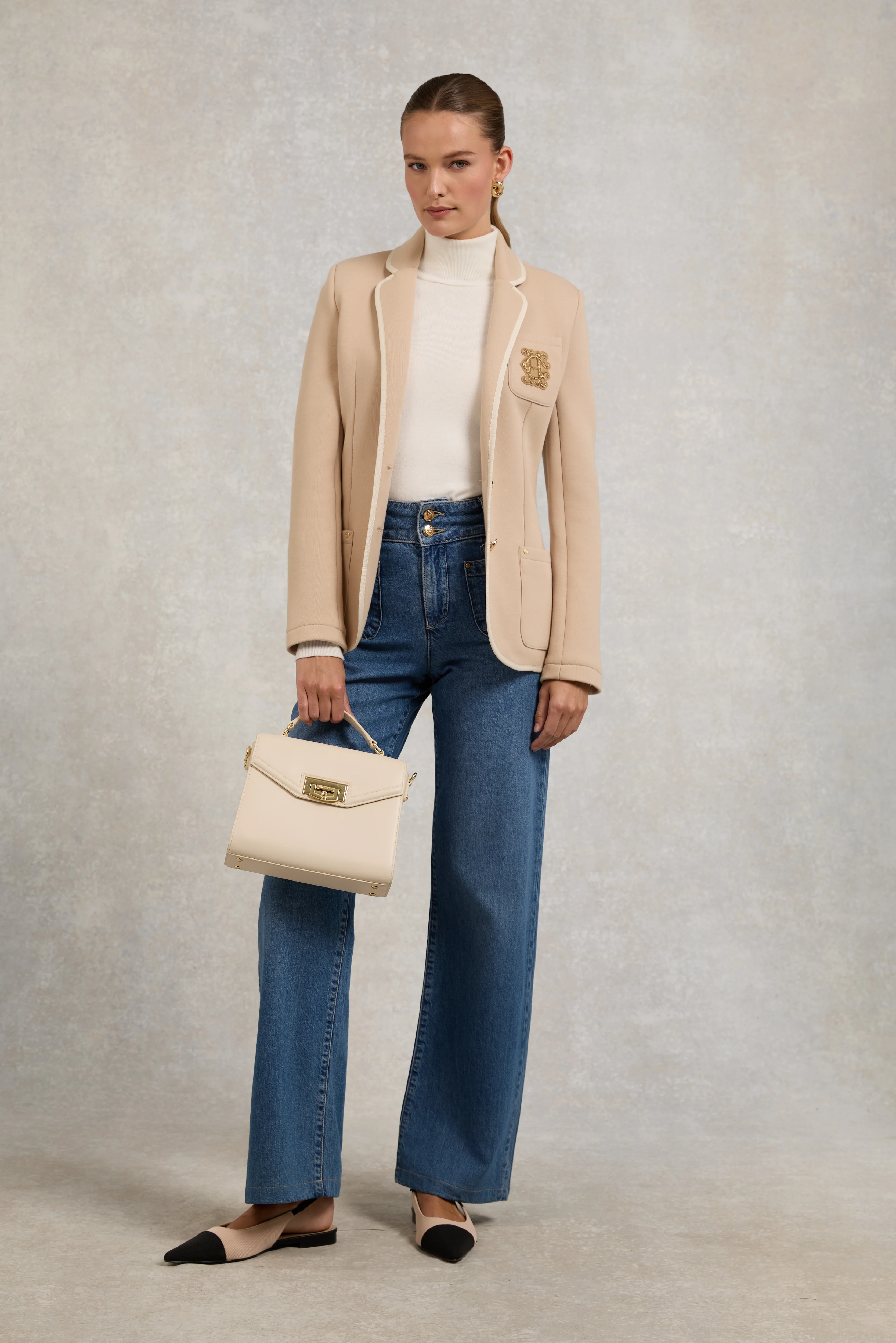 Buttoned Knit Roll Neck (Cream)