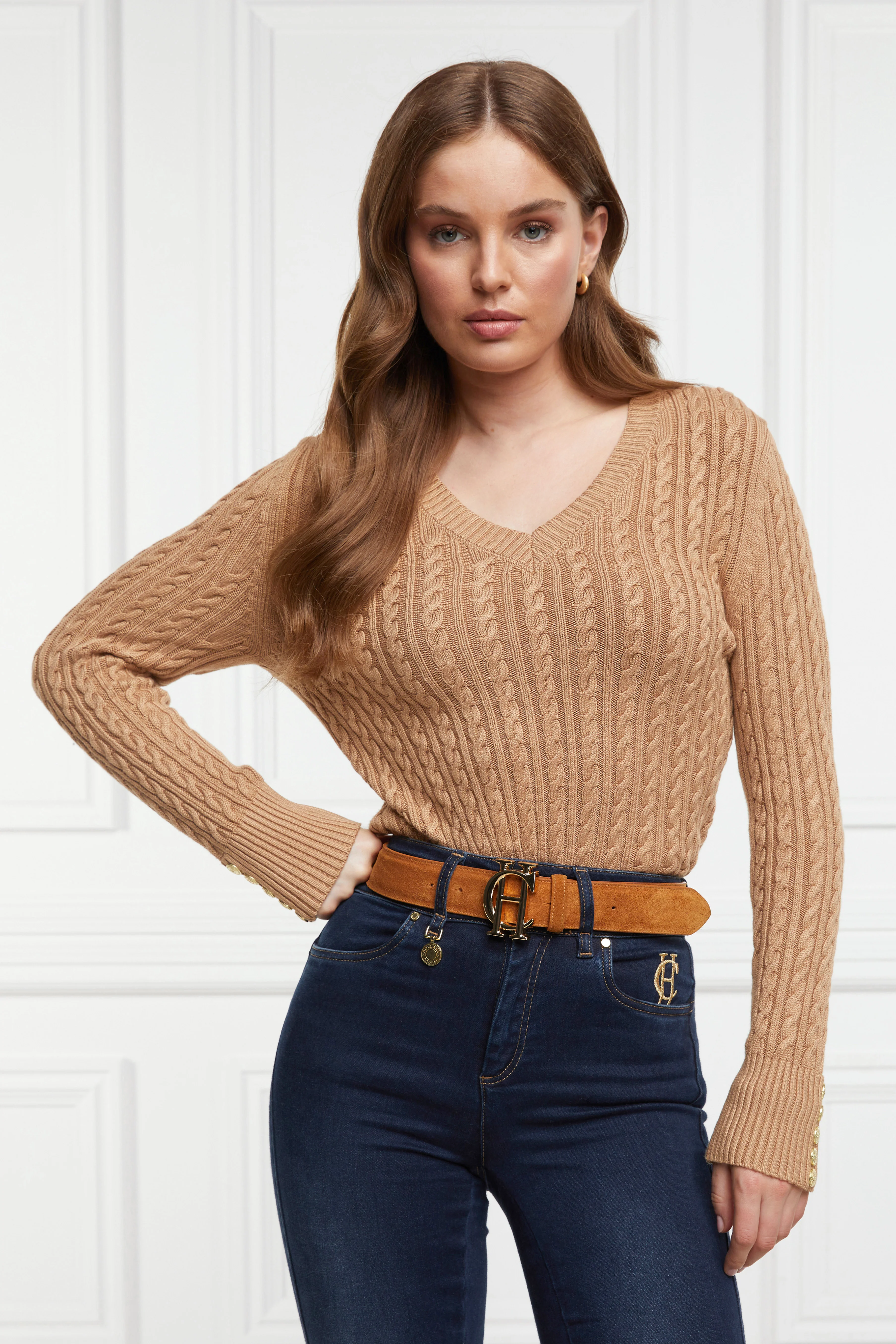 Seattle V-Neck Knit (Dark Camel)