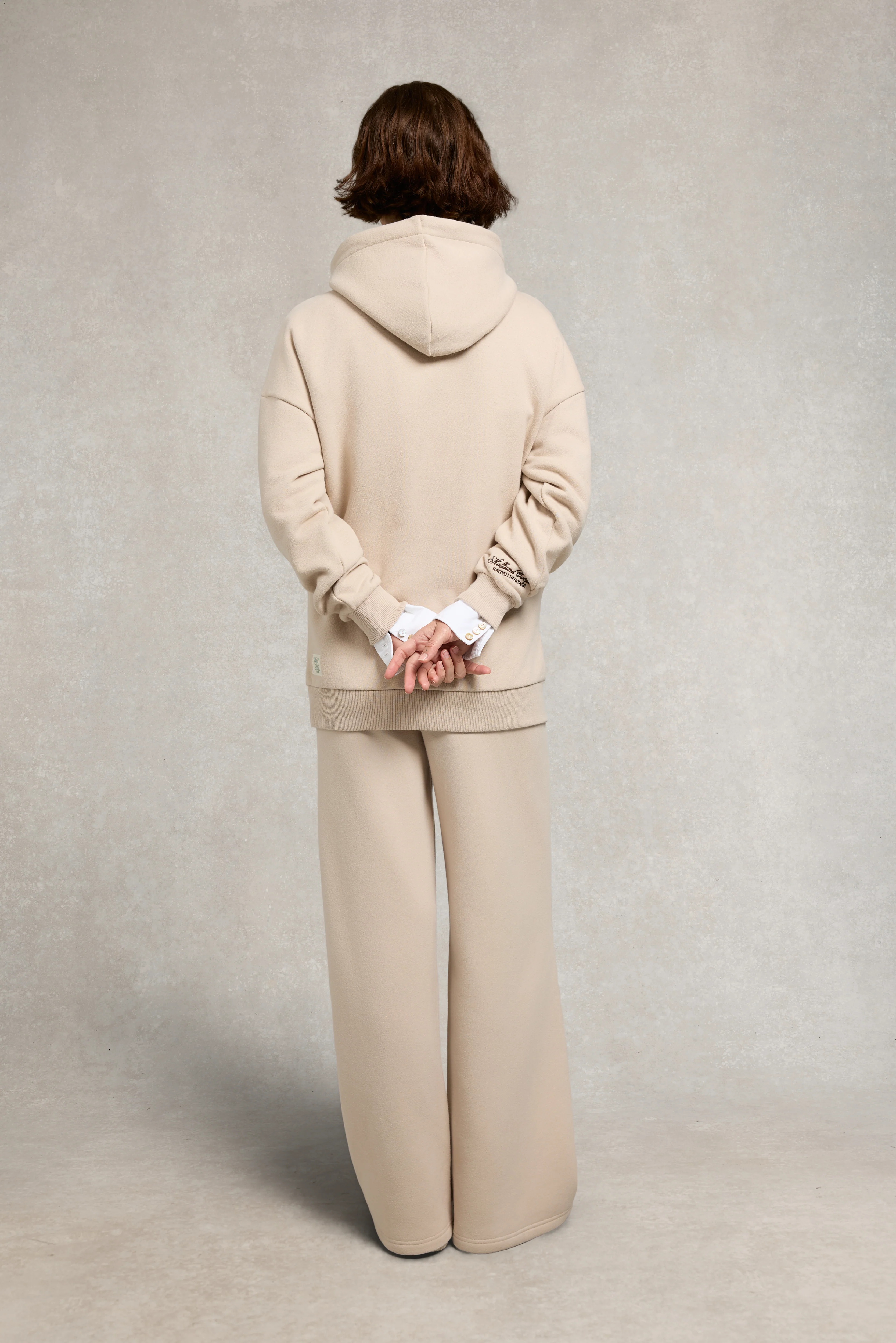 Relaxed Fit Script Hoodie (Stone)