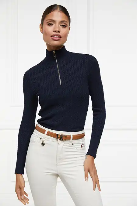 Ava Quarter Zip Knit (Ink Navy)