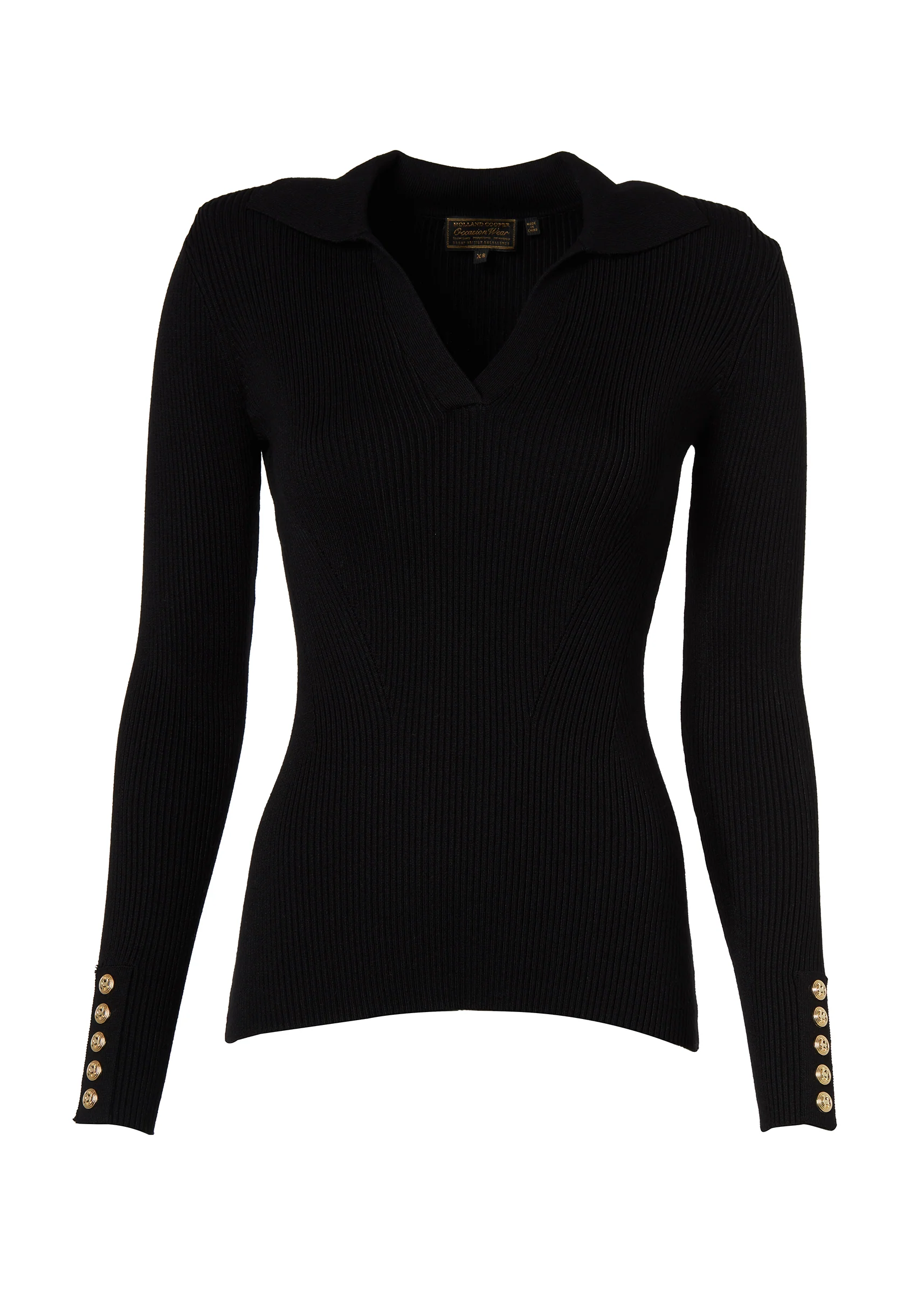 V-Neck Rib Top (Black)