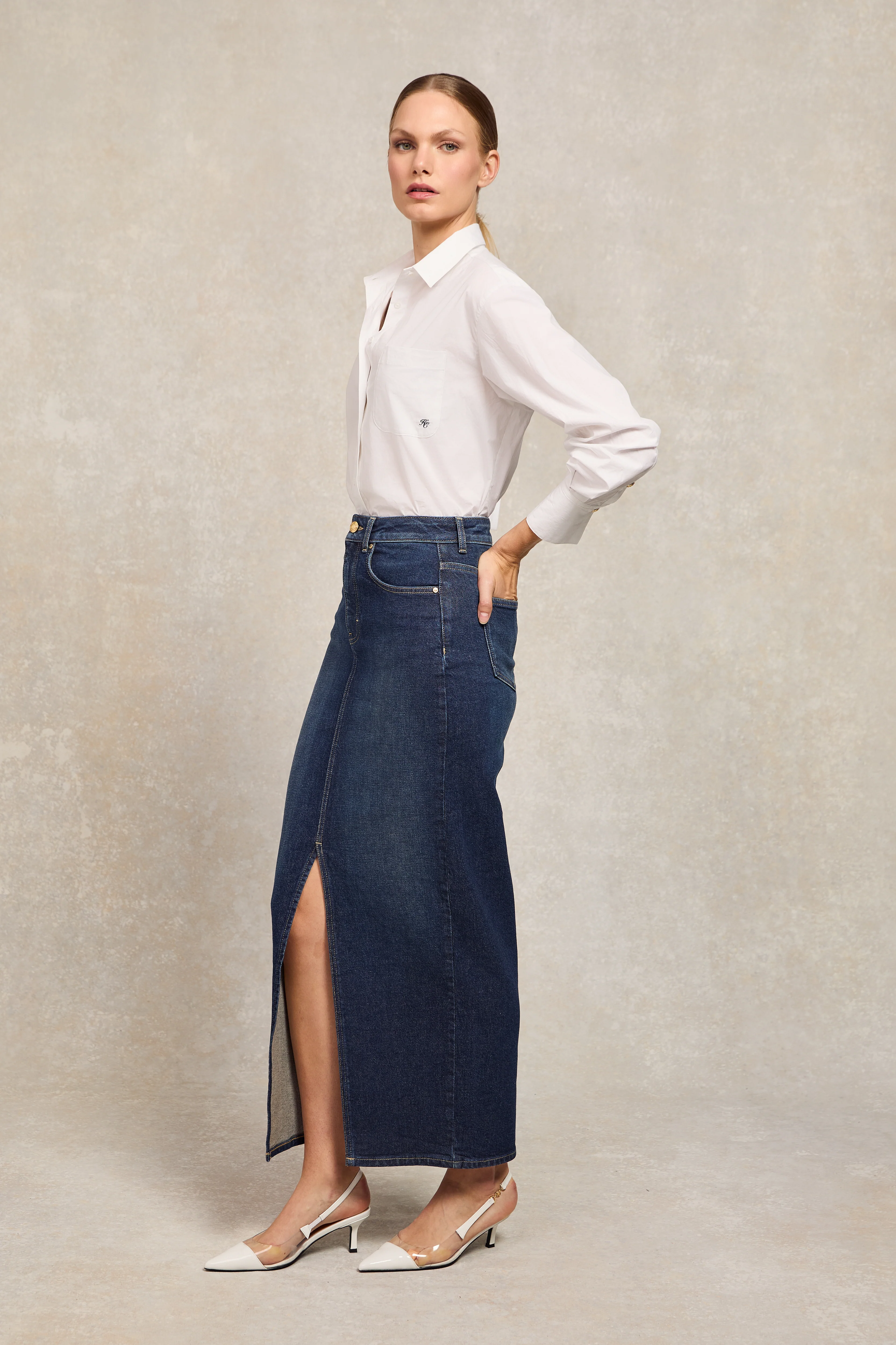 Denim Maxi Skirt (Deep Indigo)