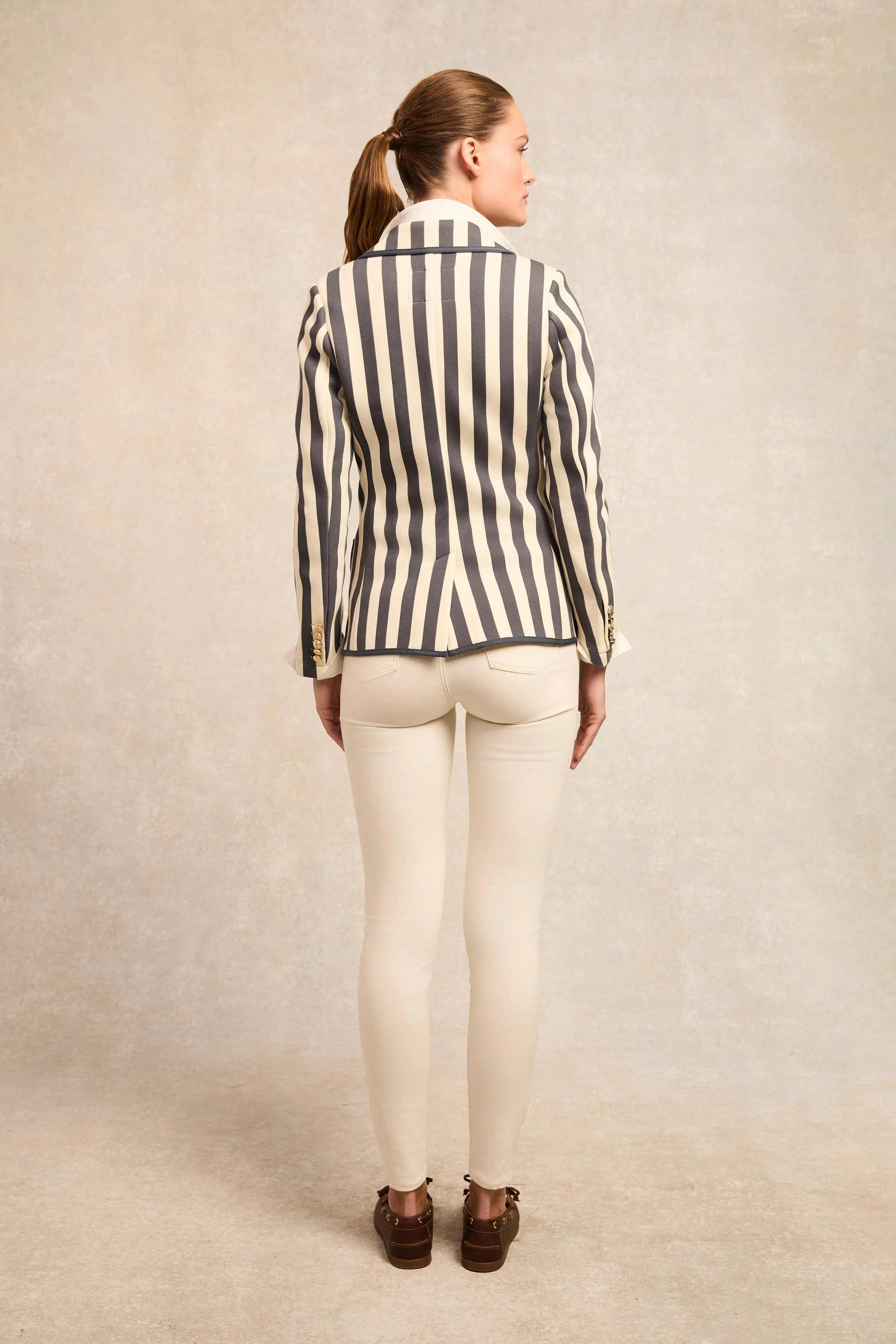 Henley Blazer (Dusty Navy Stripe)