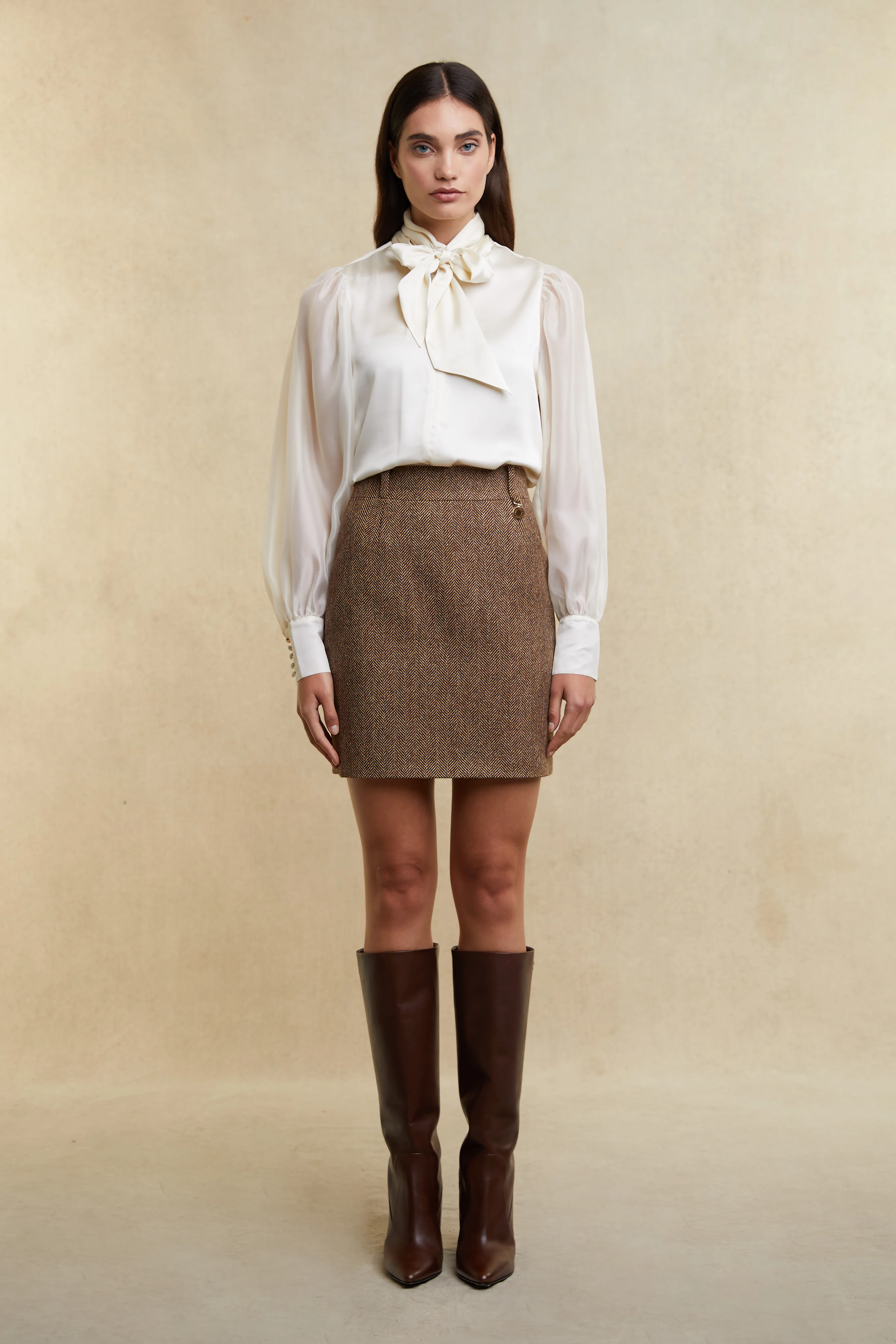 Regency Skirt (Large Scale Brown Herringbone)