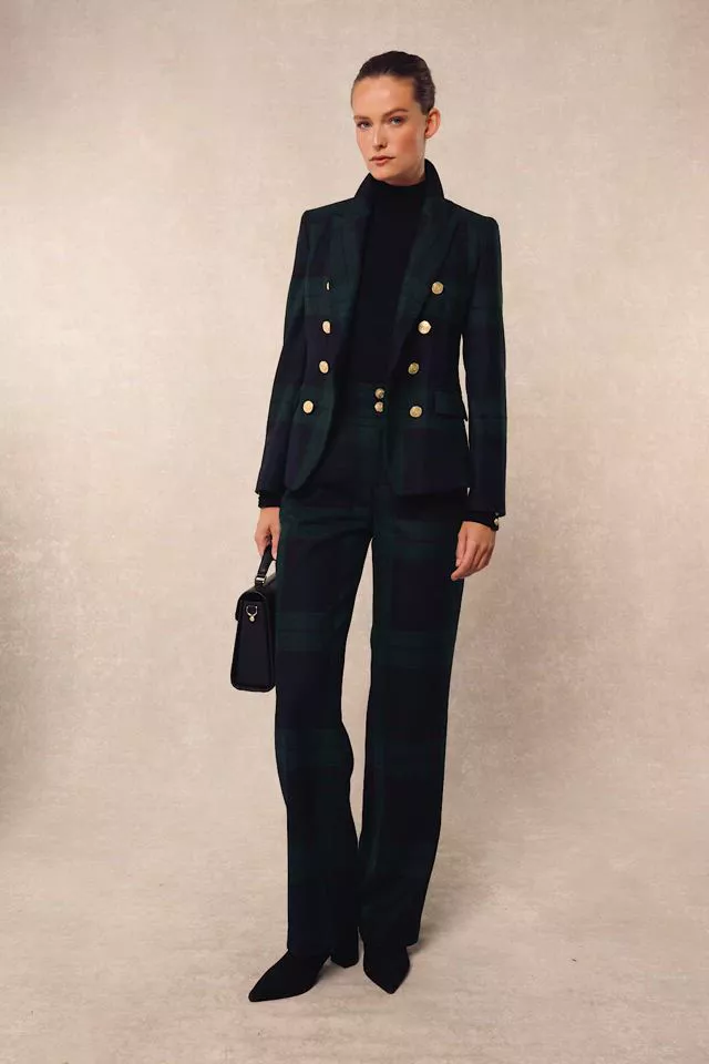 High Waisted Straight Trouser (Blackwatch)