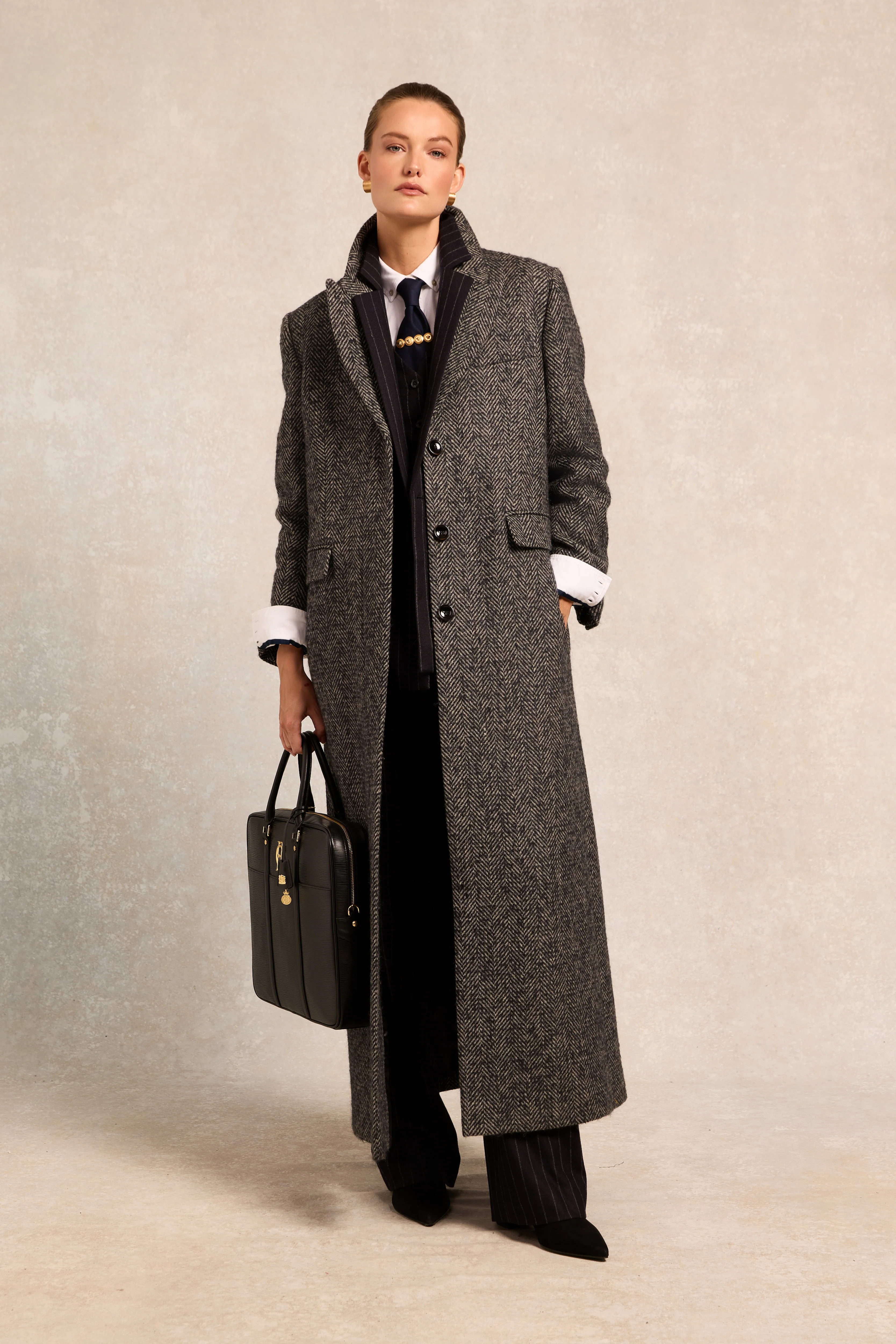 The Kelly Overcoat (Ebony Herringbone)