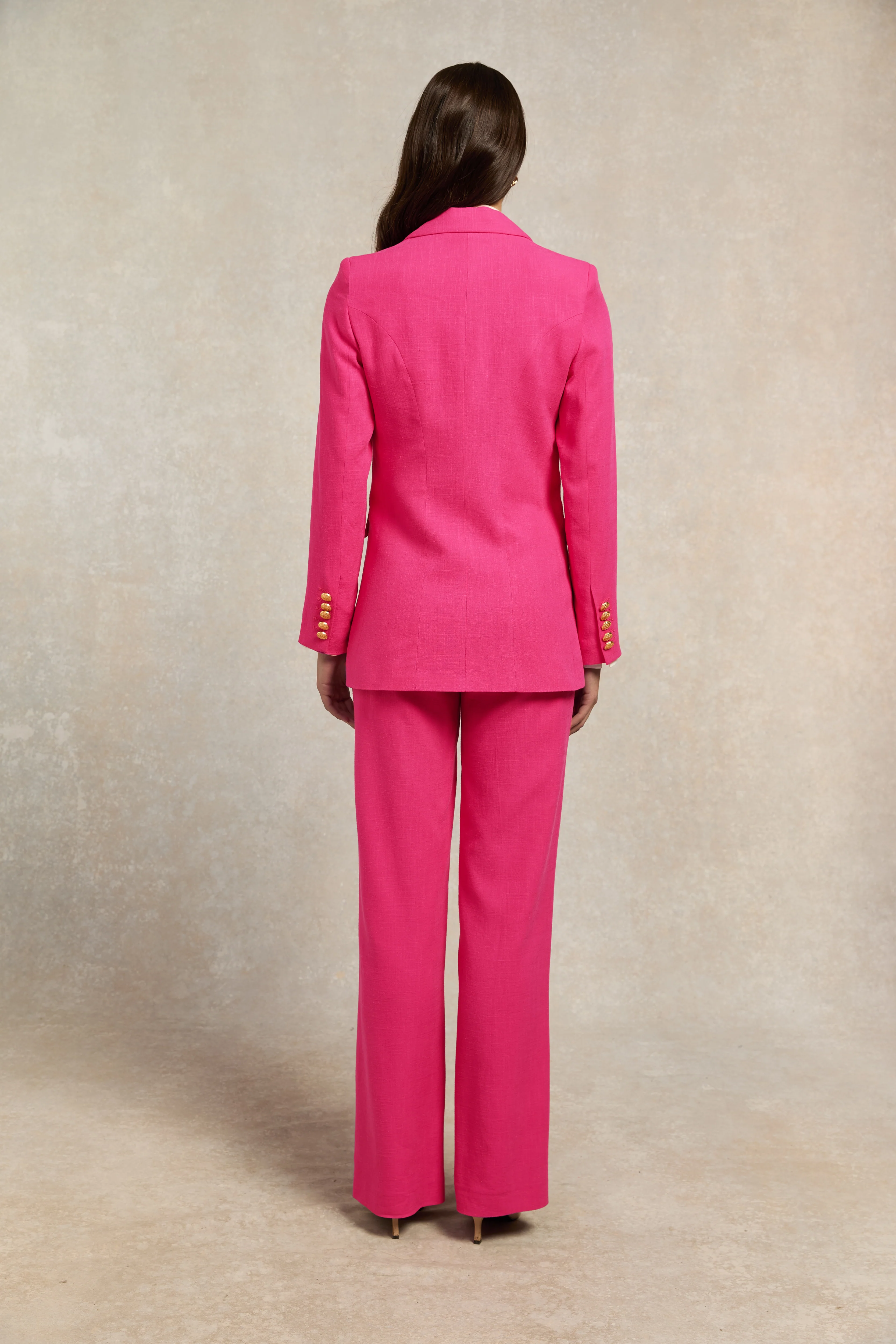 Double Breasted Blazer (Hot Pink Linen)