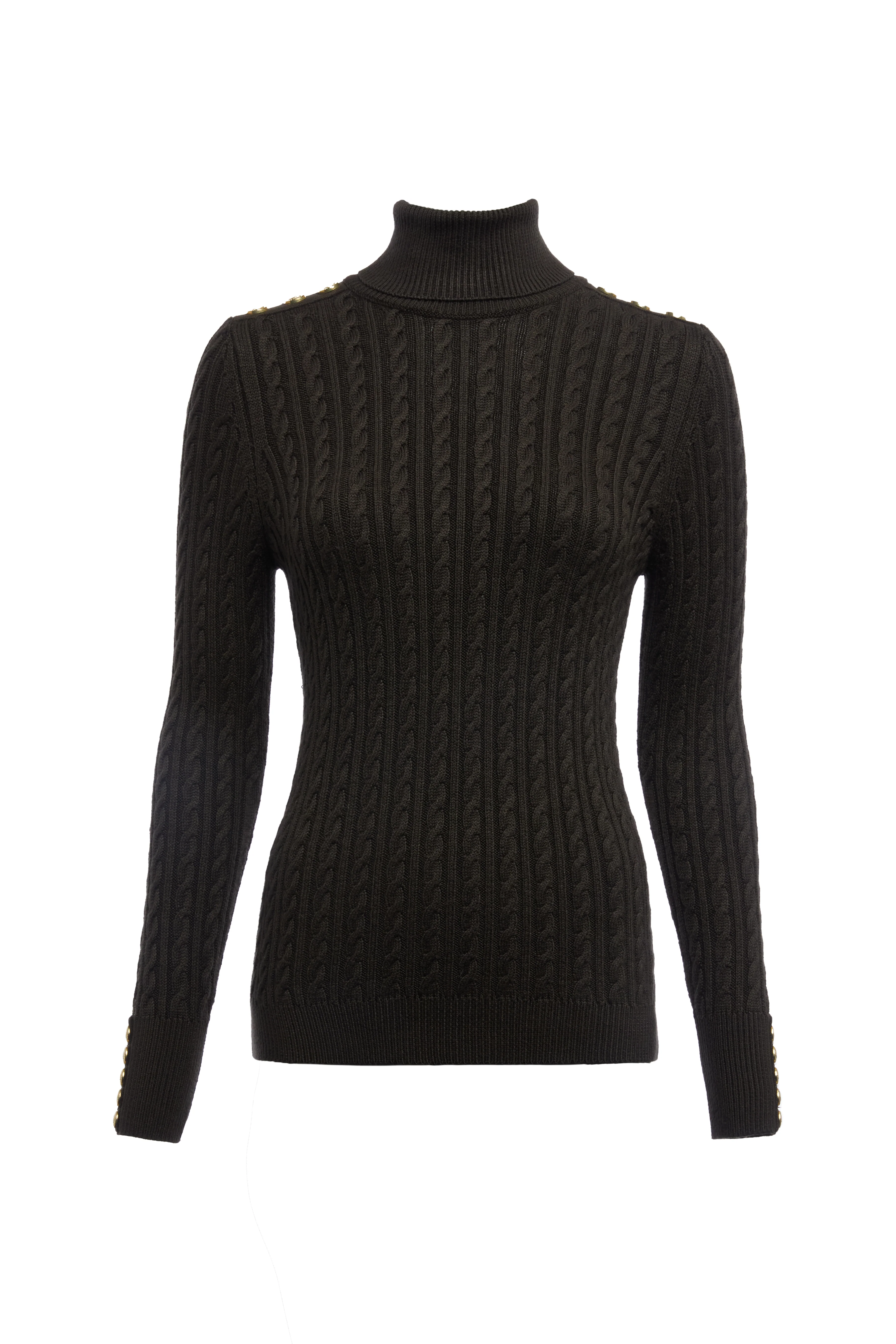 Seattle Roll Neck Cable Knit (Fern Green)