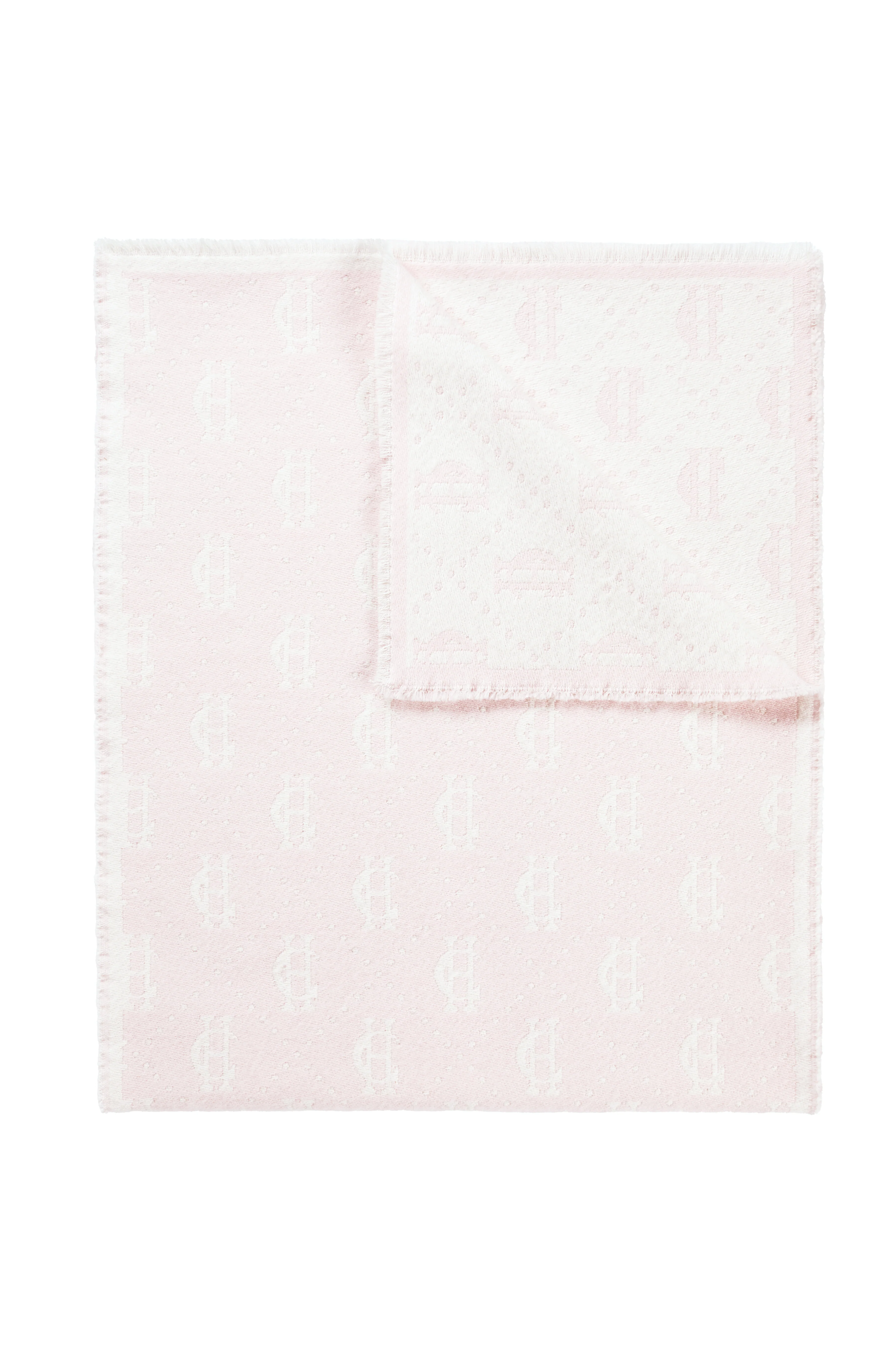 Lightweight Monogram Scarf (Cream Soft Pink)