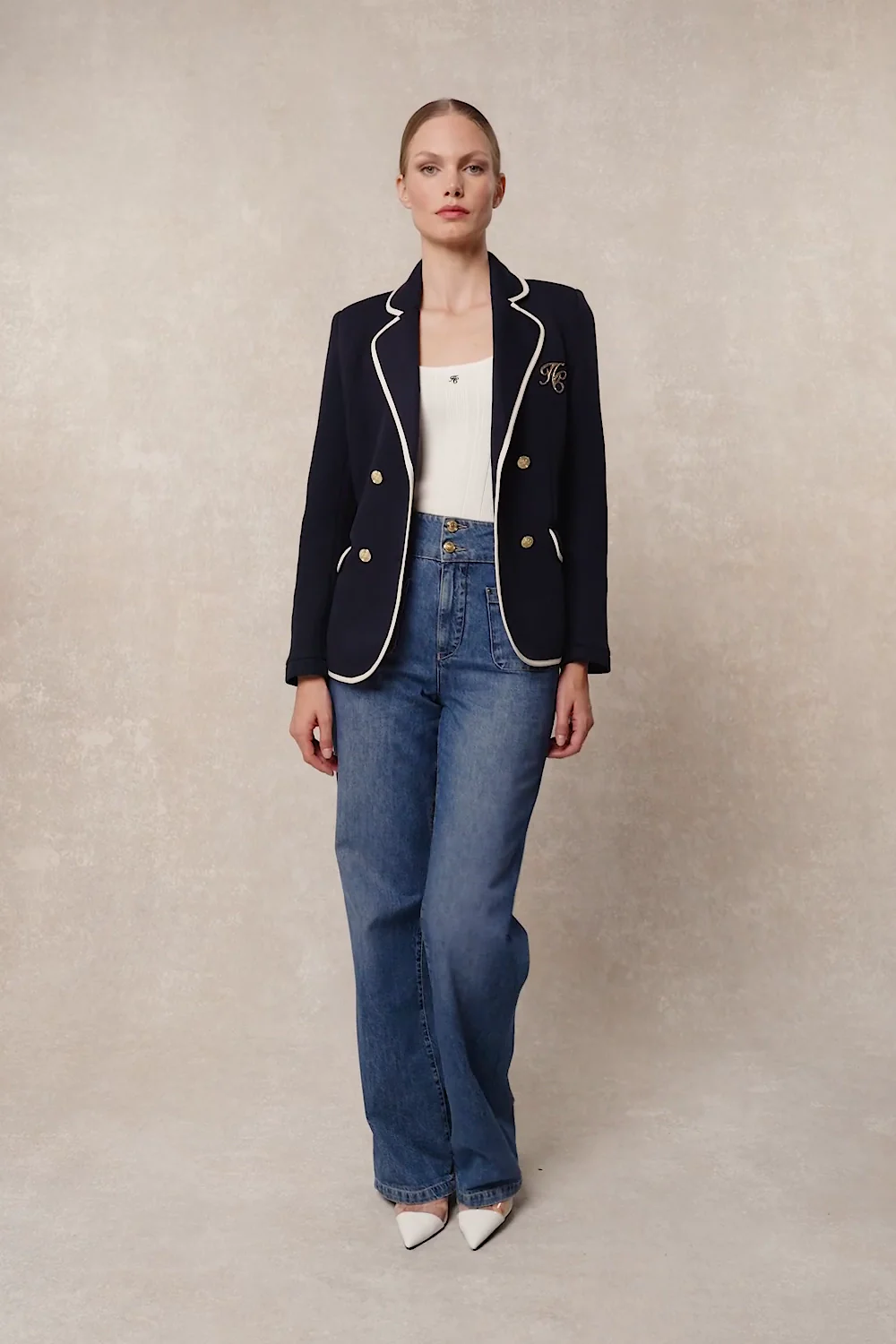 Henley Double Breasted Blazer (Ink Navy)