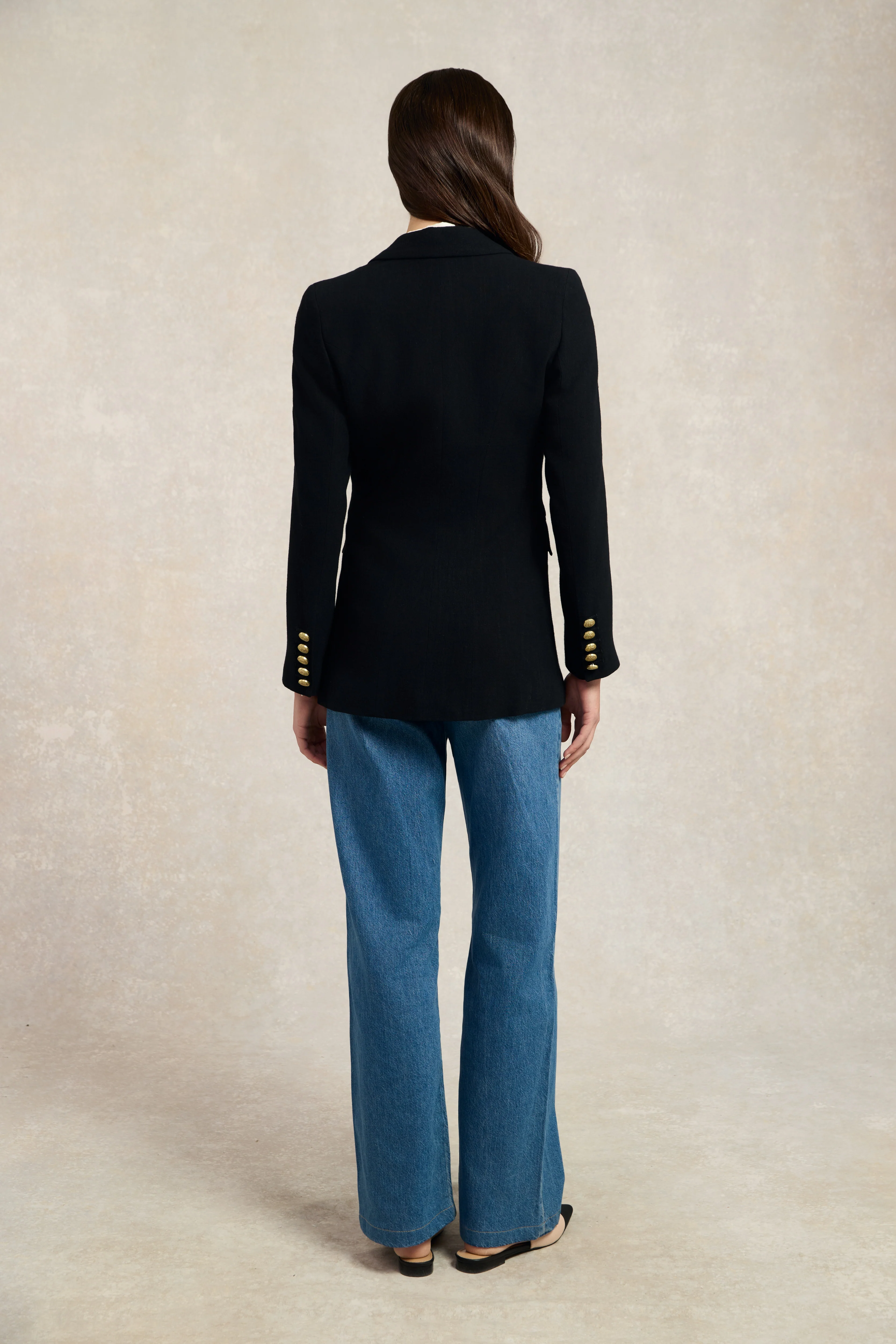 Double Breasted Blazer (Black Linen)