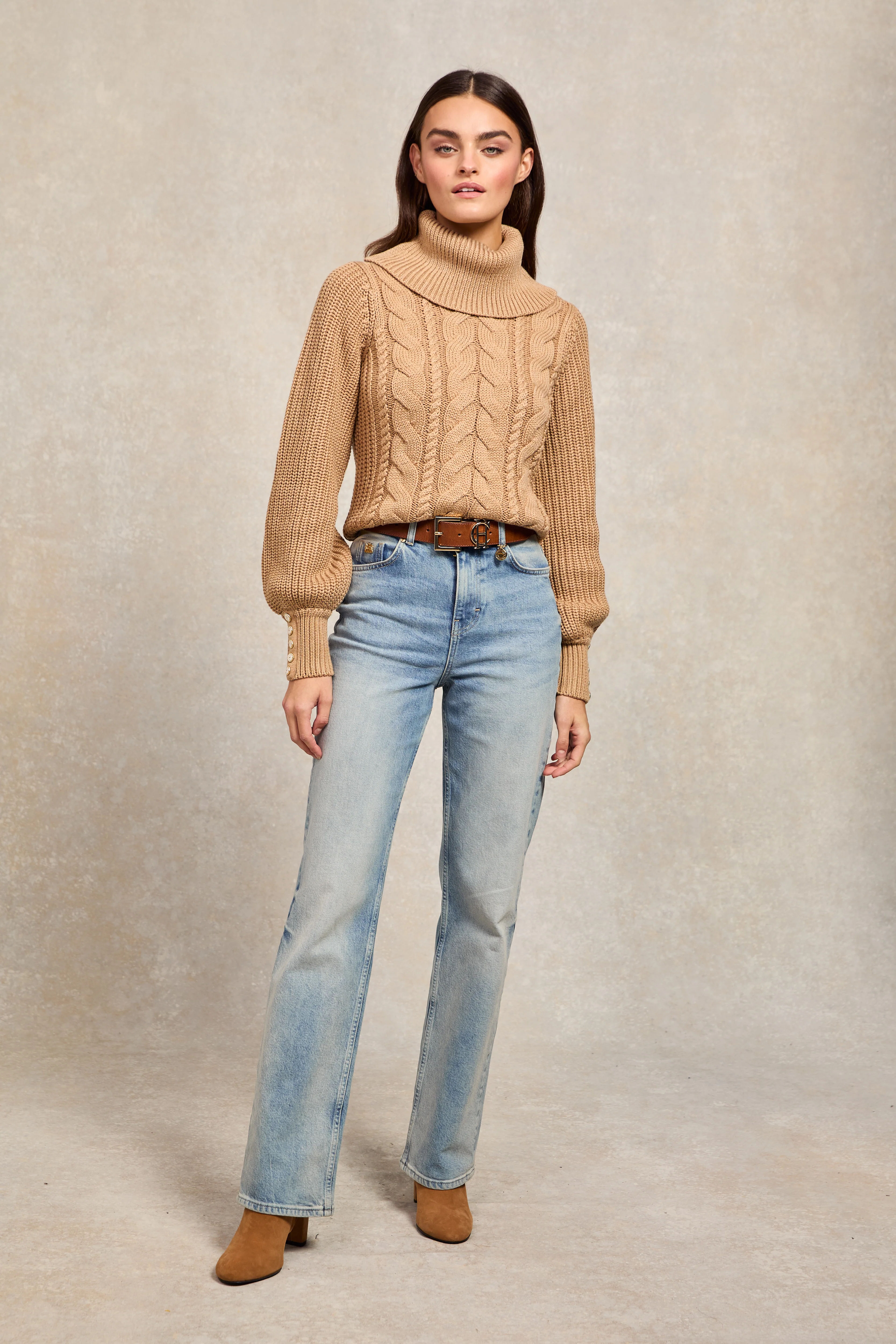 Corded Roll Neck Knit (Camel)