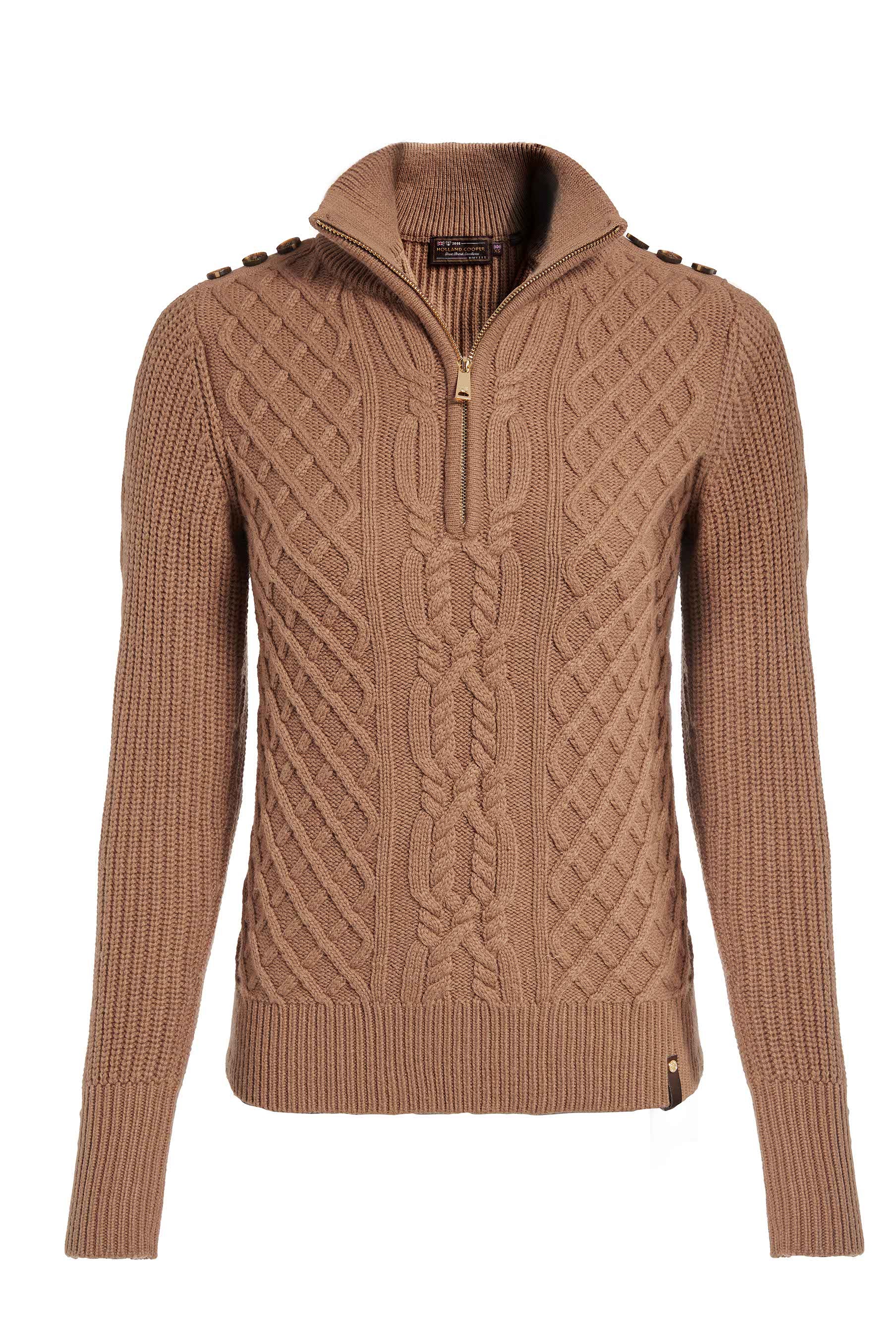 Country Cable Quarter Zip Knit (Caramel)