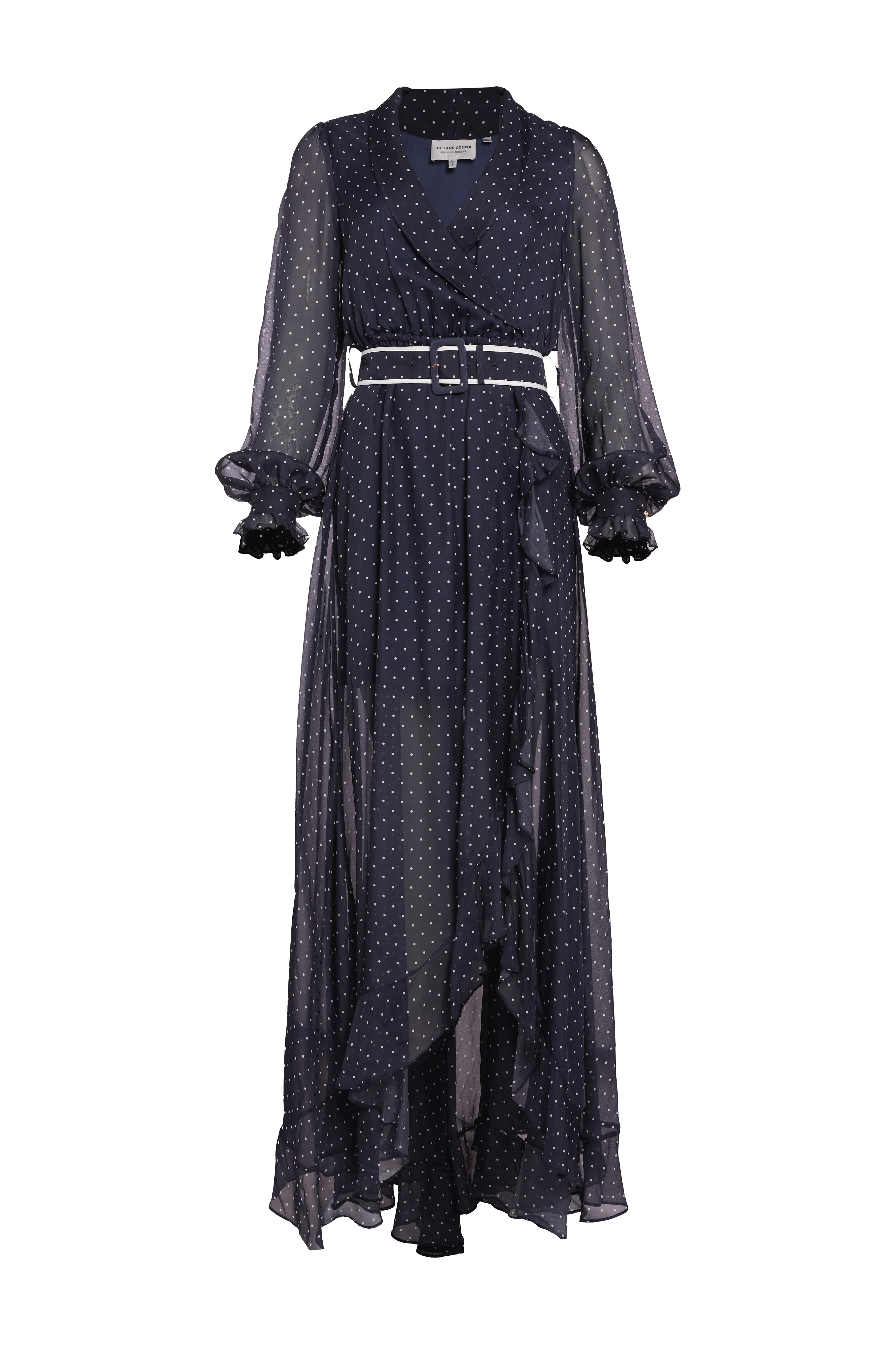 Esme Maxi Dress (Deep Navy Polka Dot)
