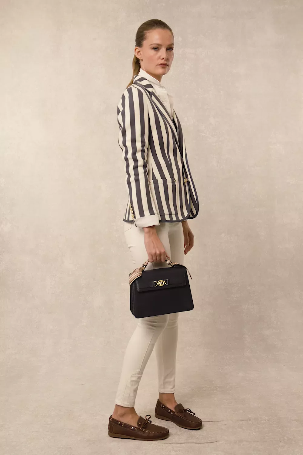 Henley Blazer (Dusty Navy Stripe)