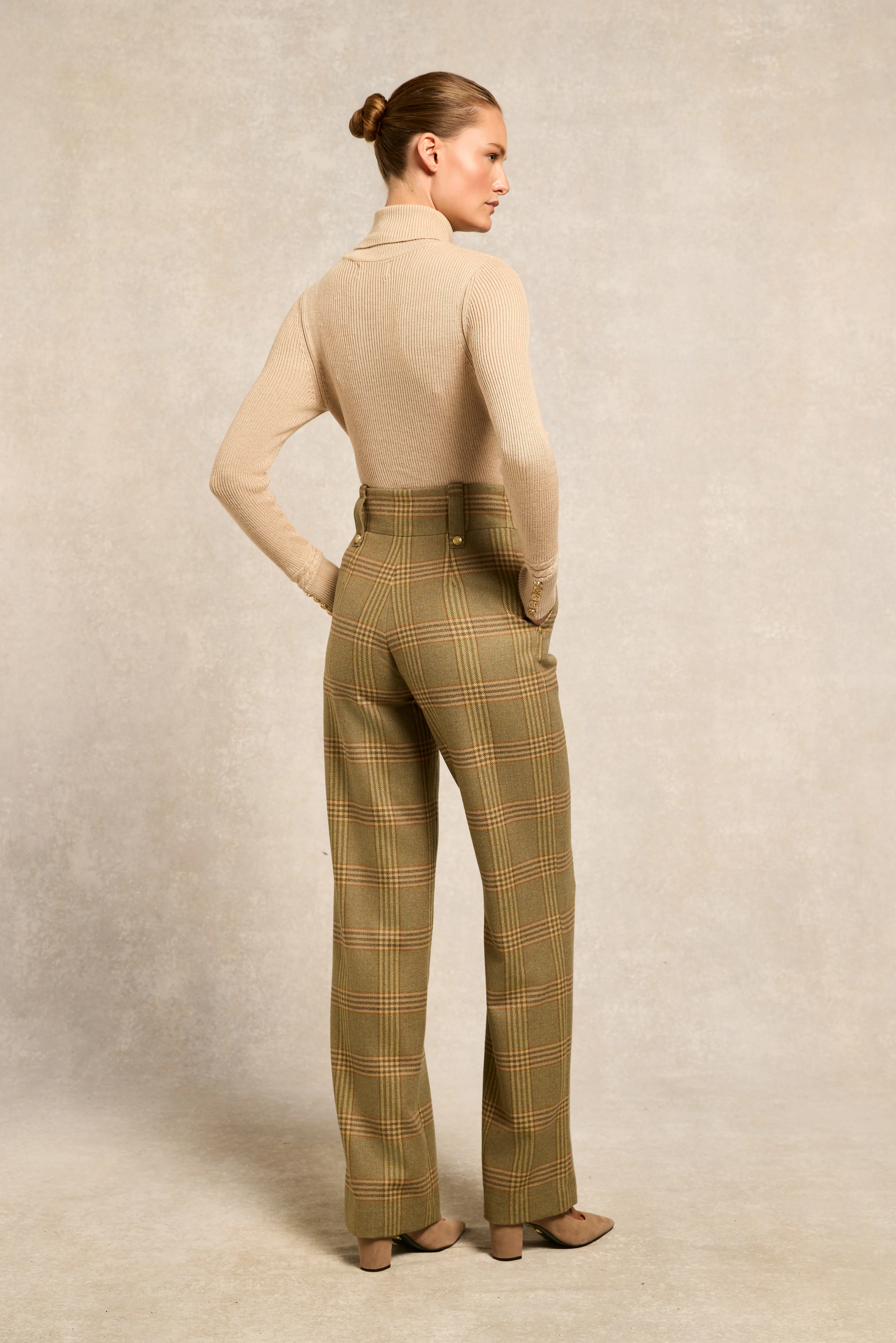 High Waisted Straight Trouser (Leveret)