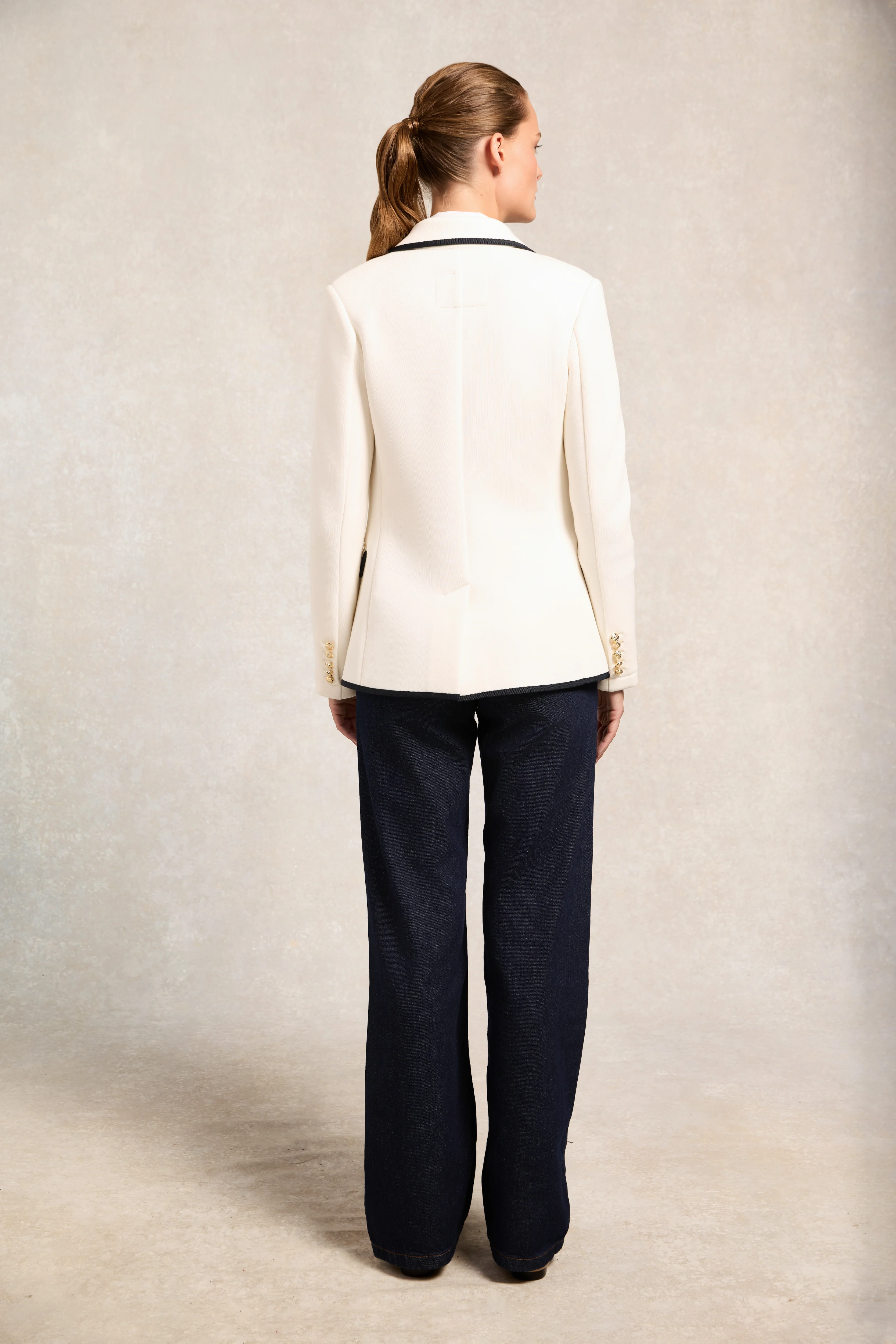 Henley Double Breasted Blazer (Cream)