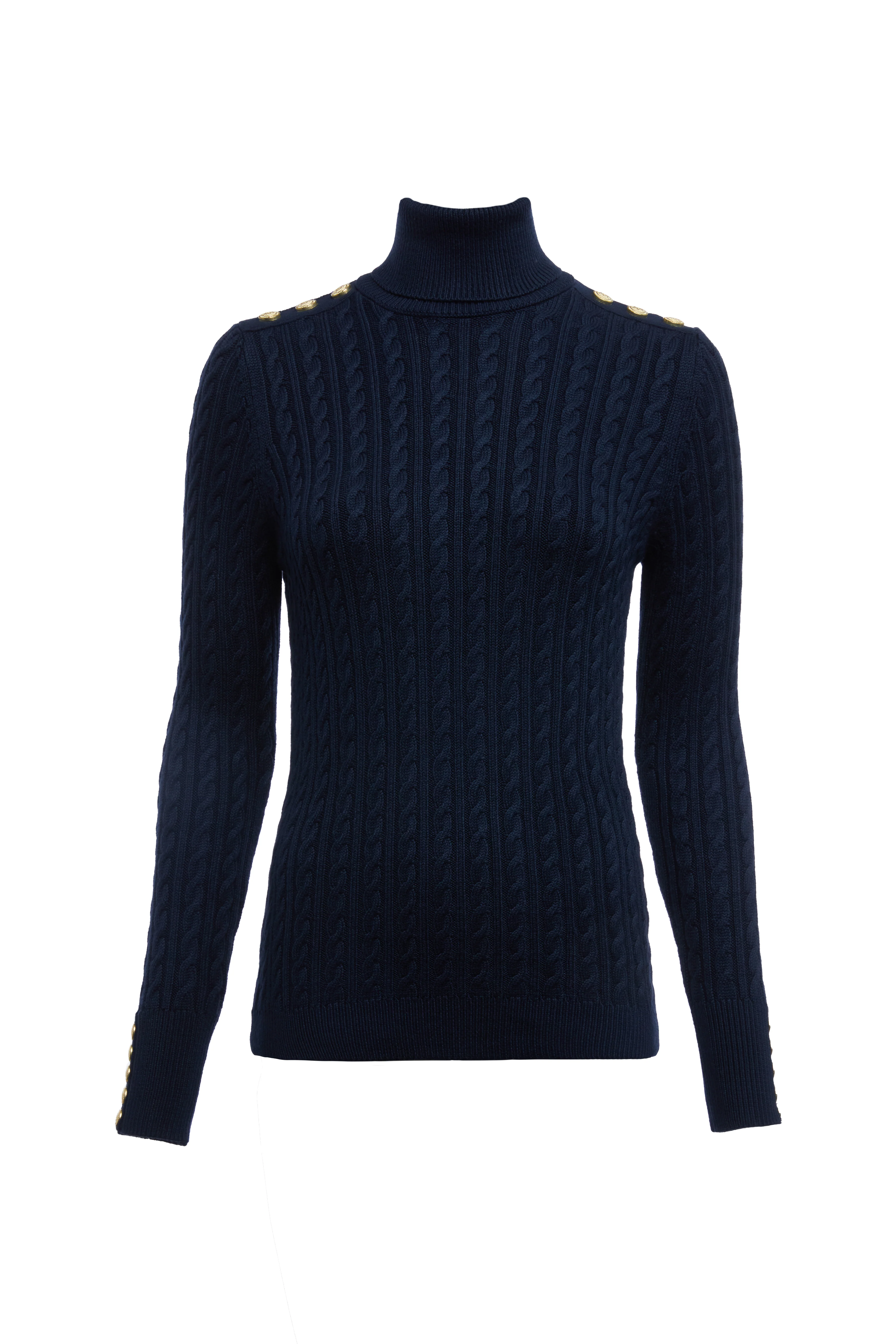 Seattle Roll Neck Cable Knit (Ink Navy)