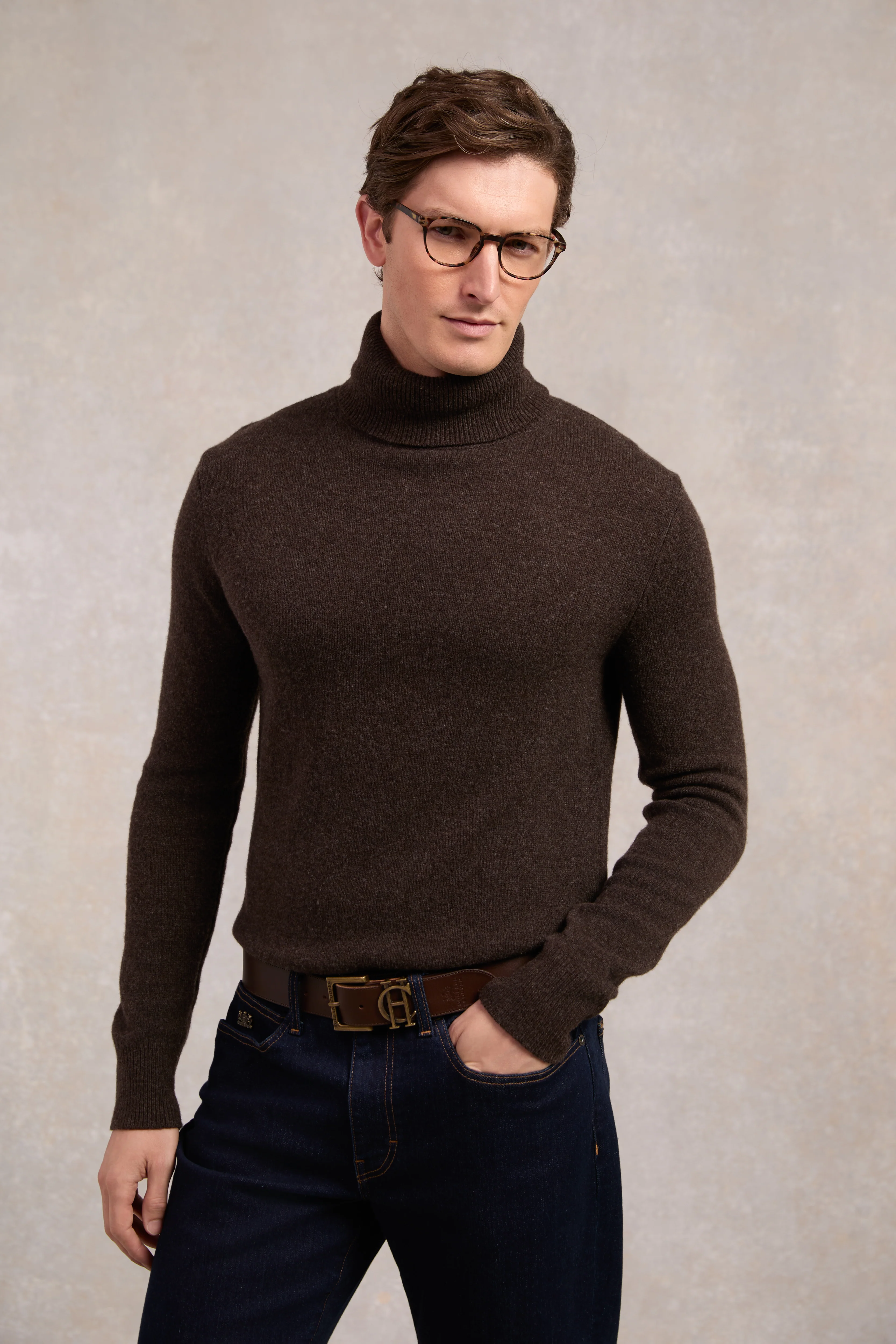 Byron Roll Neck Knit (Chocolate)