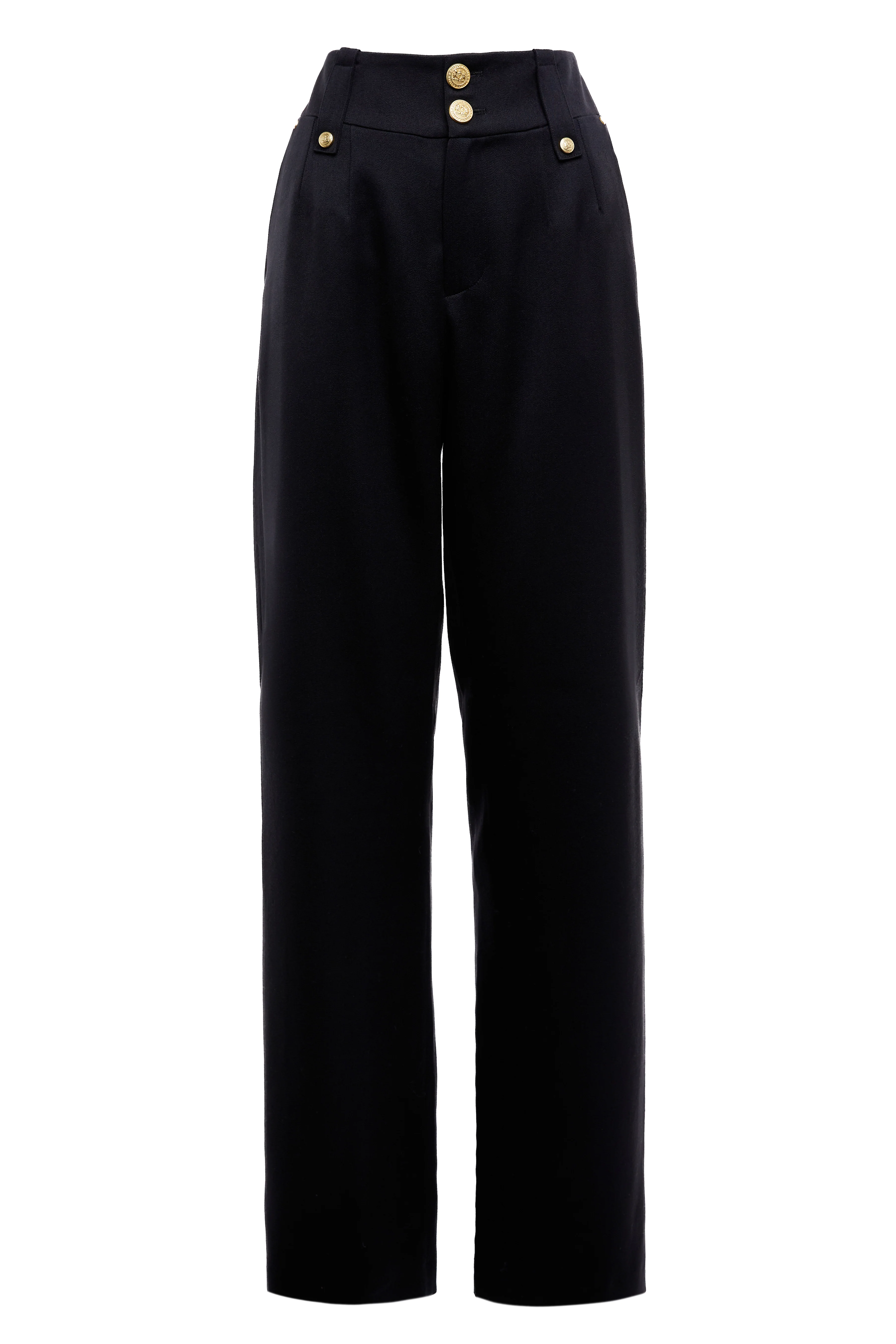 High Waisted Straight Trouser (Black Barathea)