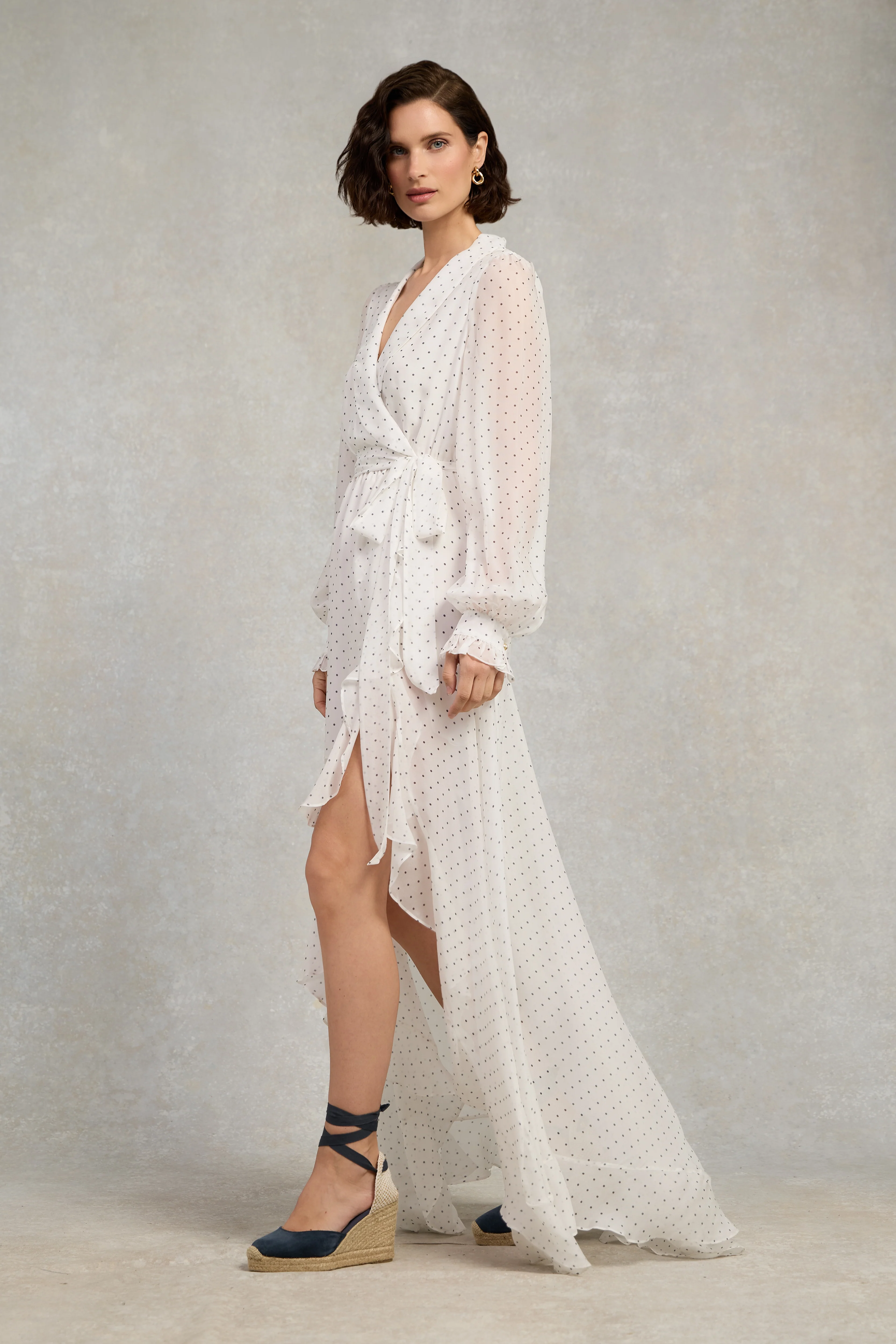 Ellisa Maxi Dress (Ecru Polka Dot)