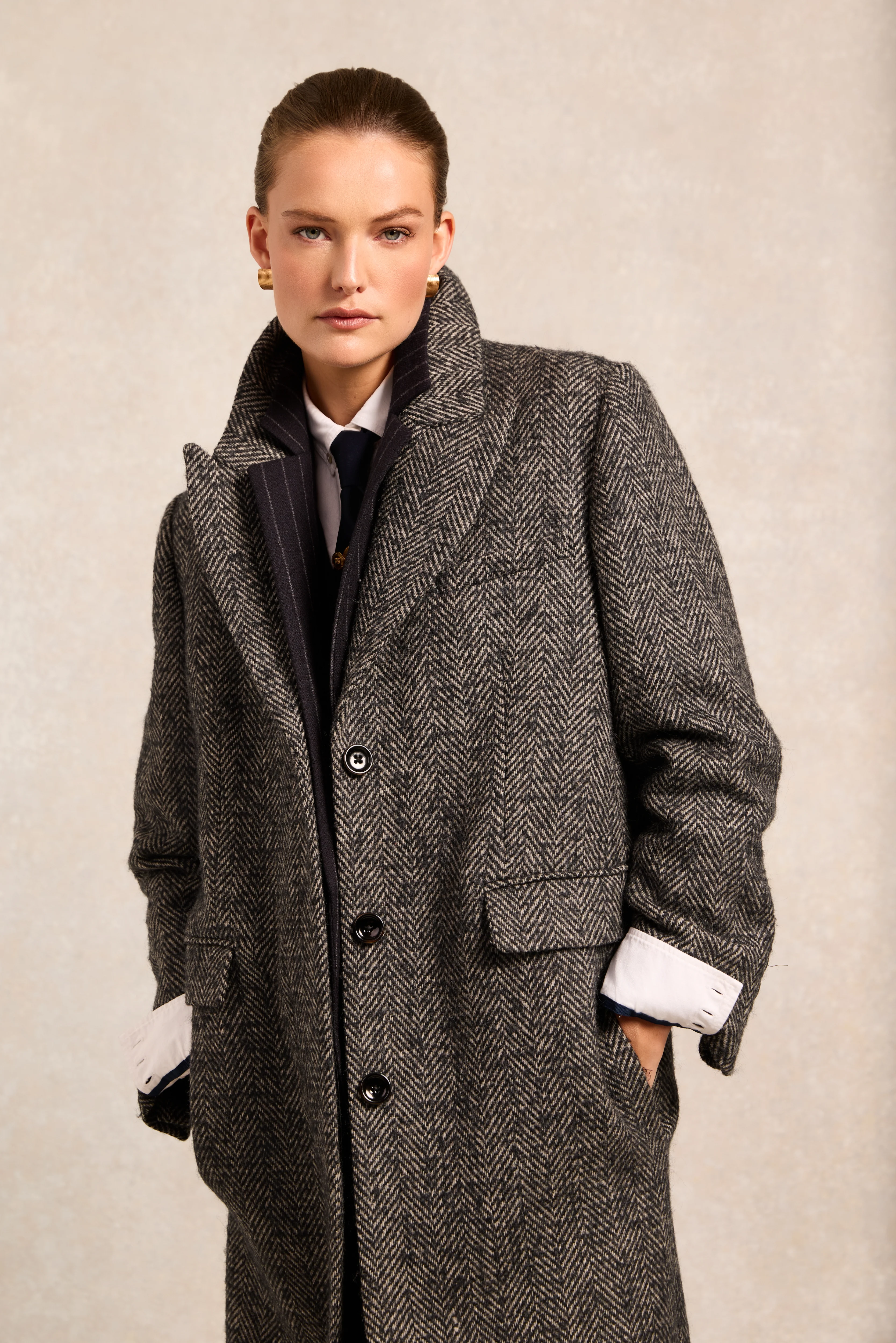 The Kelly Overcoat (Ebony Herringbone)