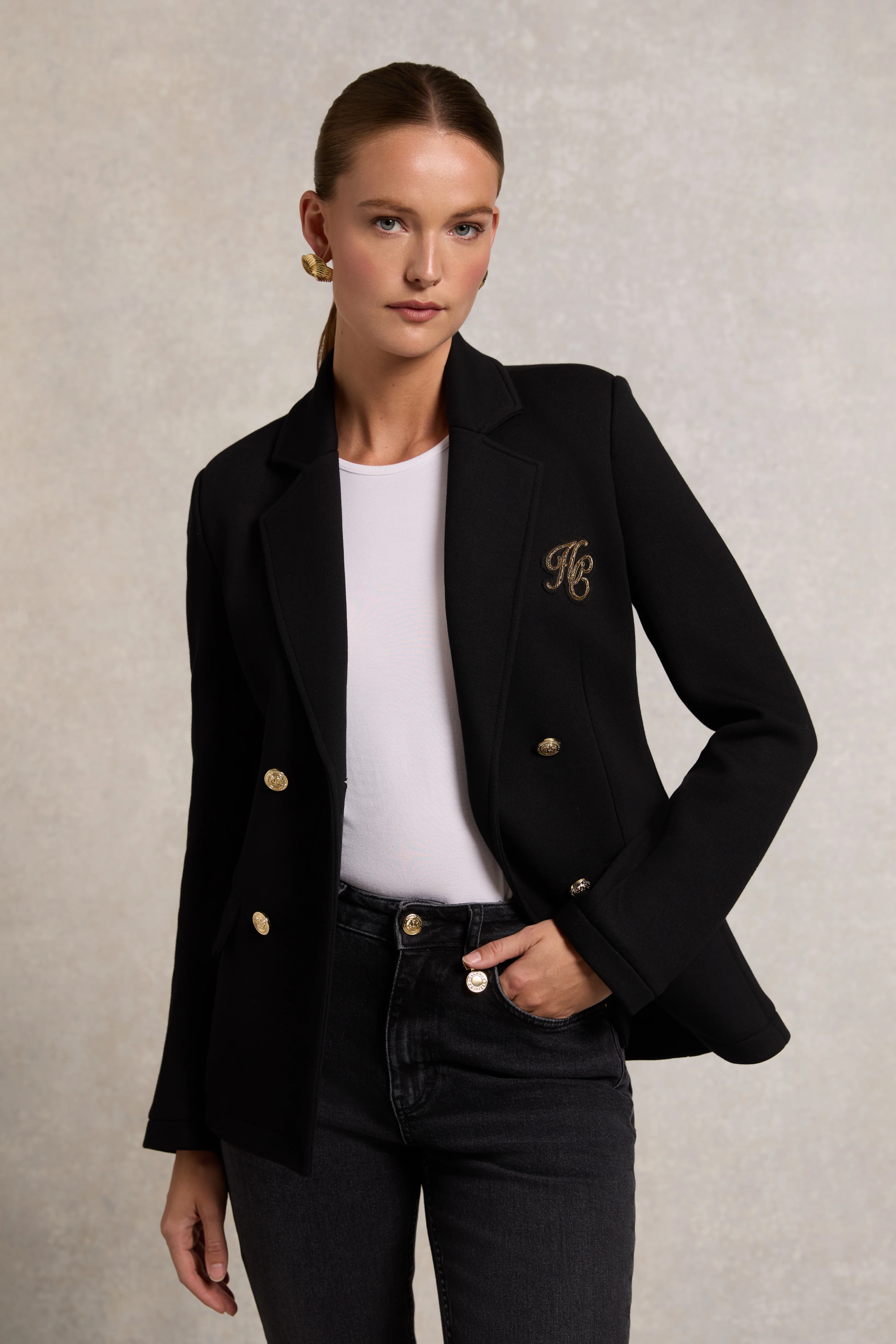 Henley Double Breasted Blazer (Black)