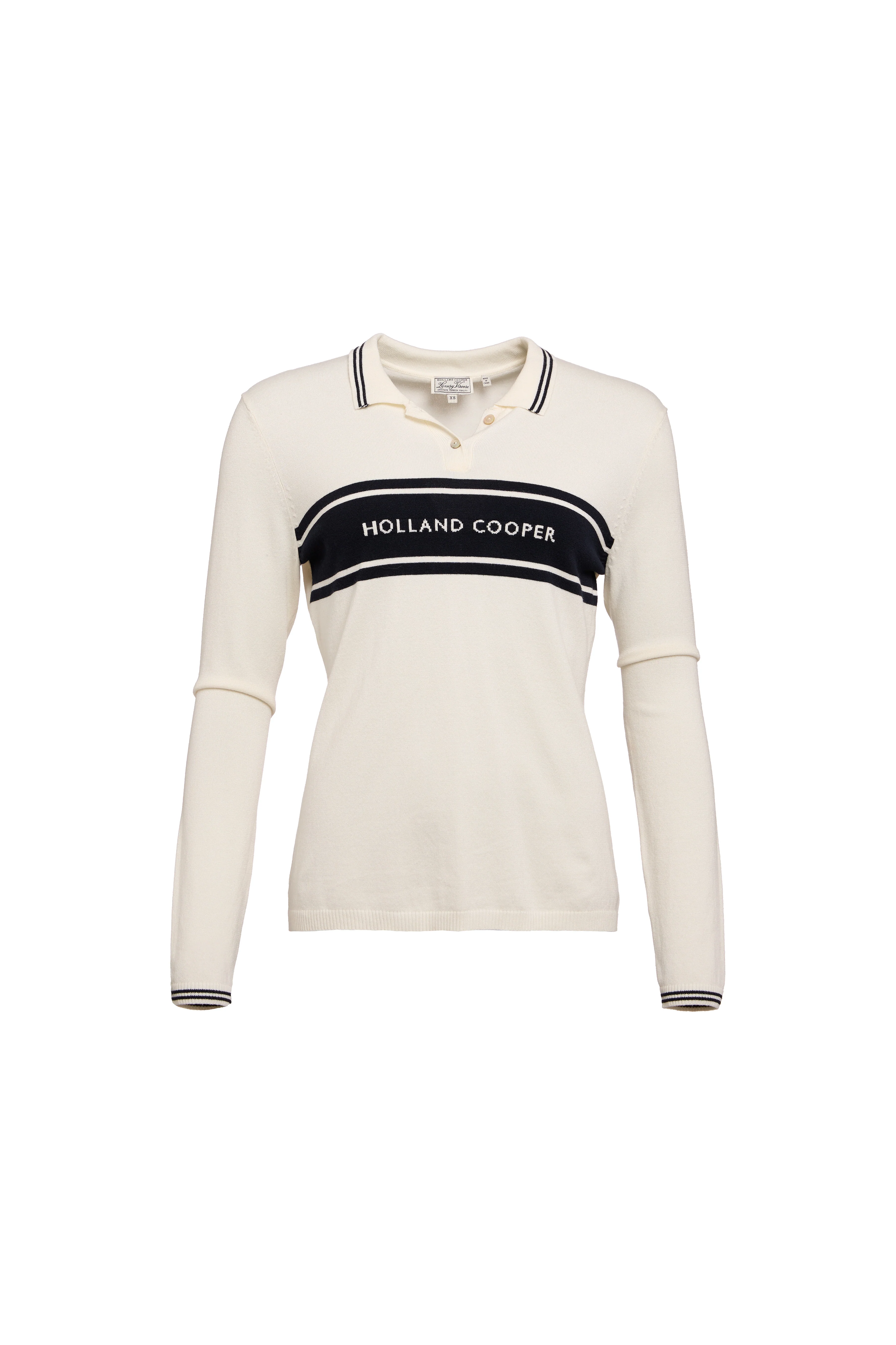 Layla Long Sleeve Knitted Polo (Natural)