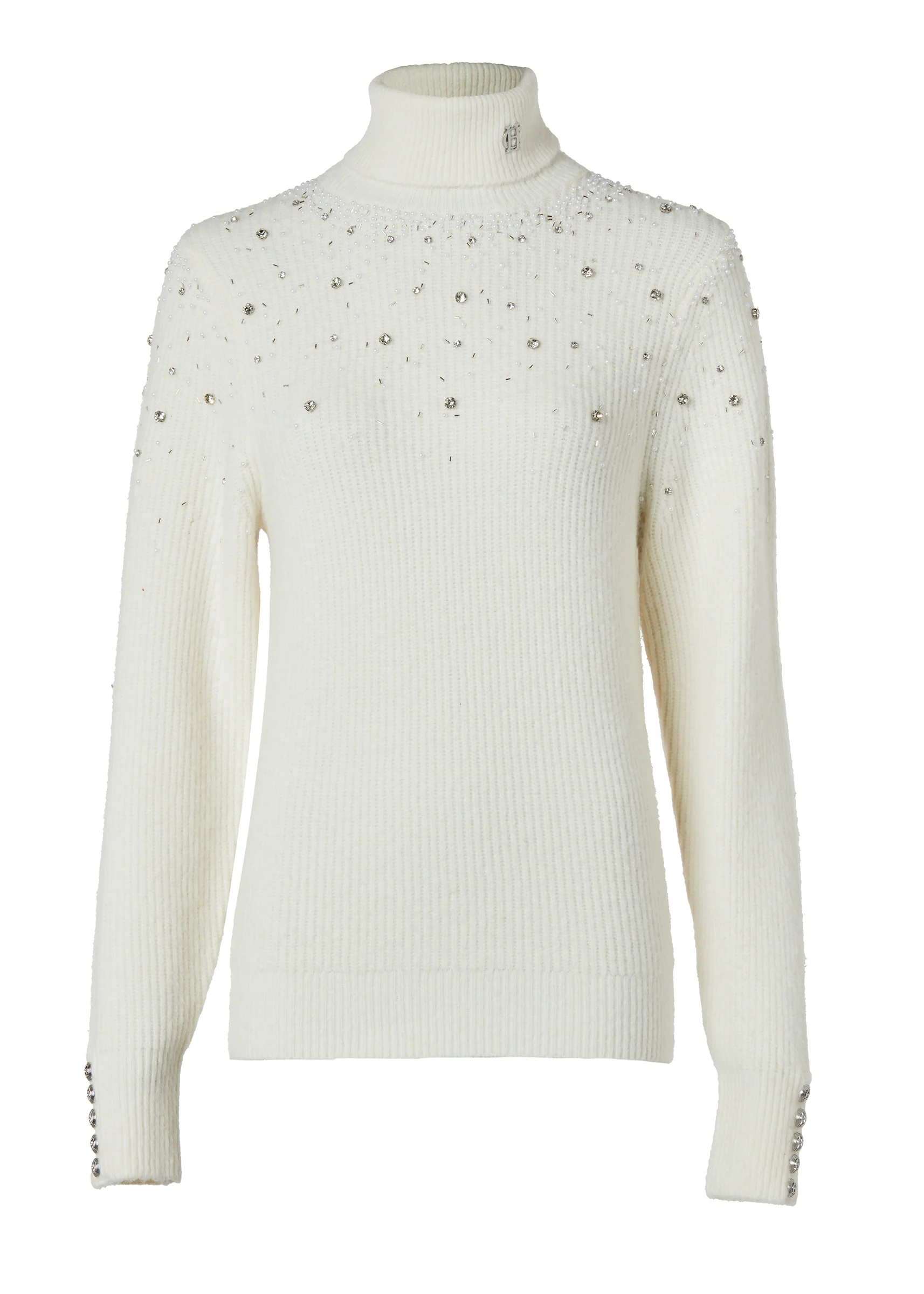 Kelsie Rib Embellished Roll Neck (Natural)