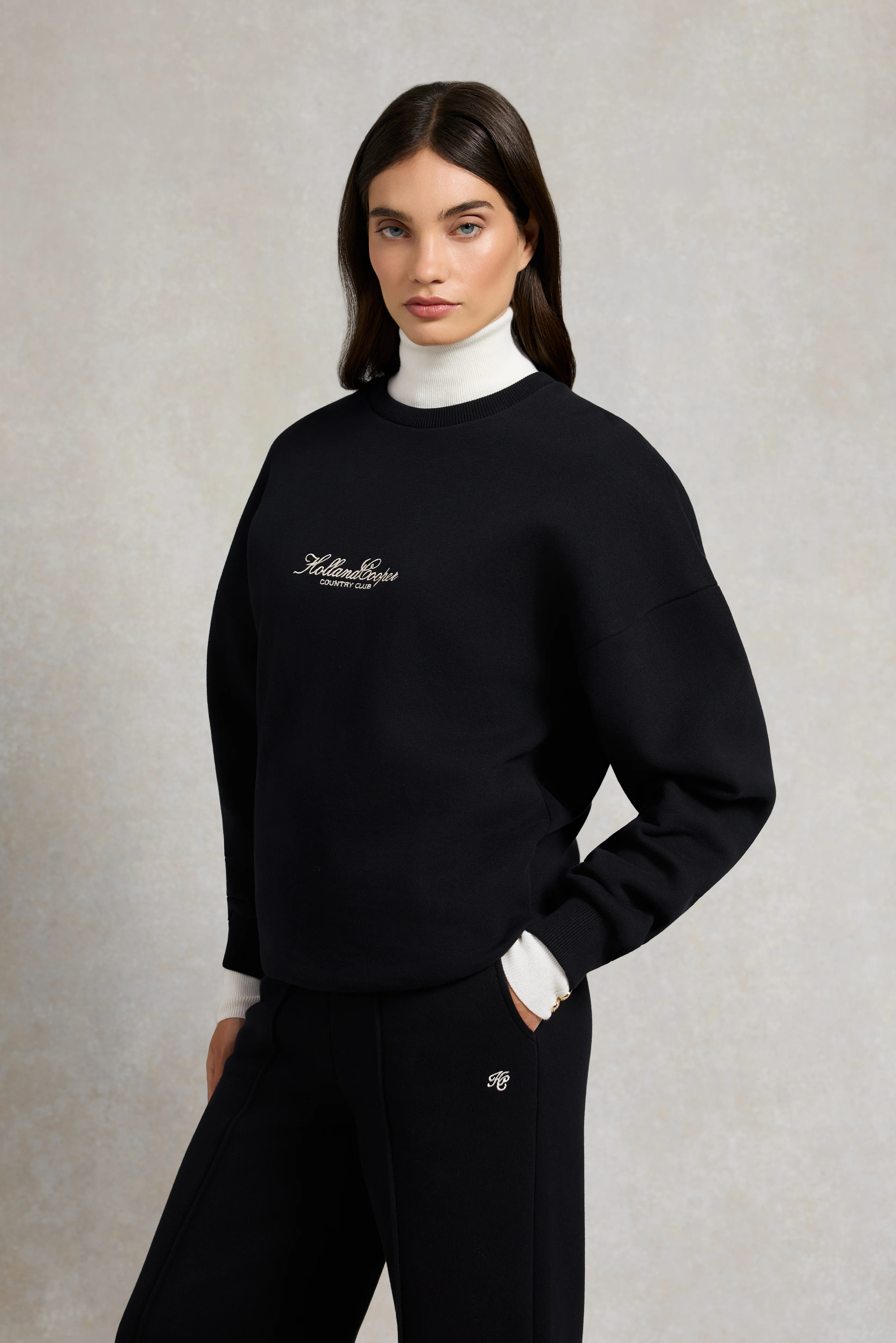 Relaxed Fit Crew Neck Sweat (Black)