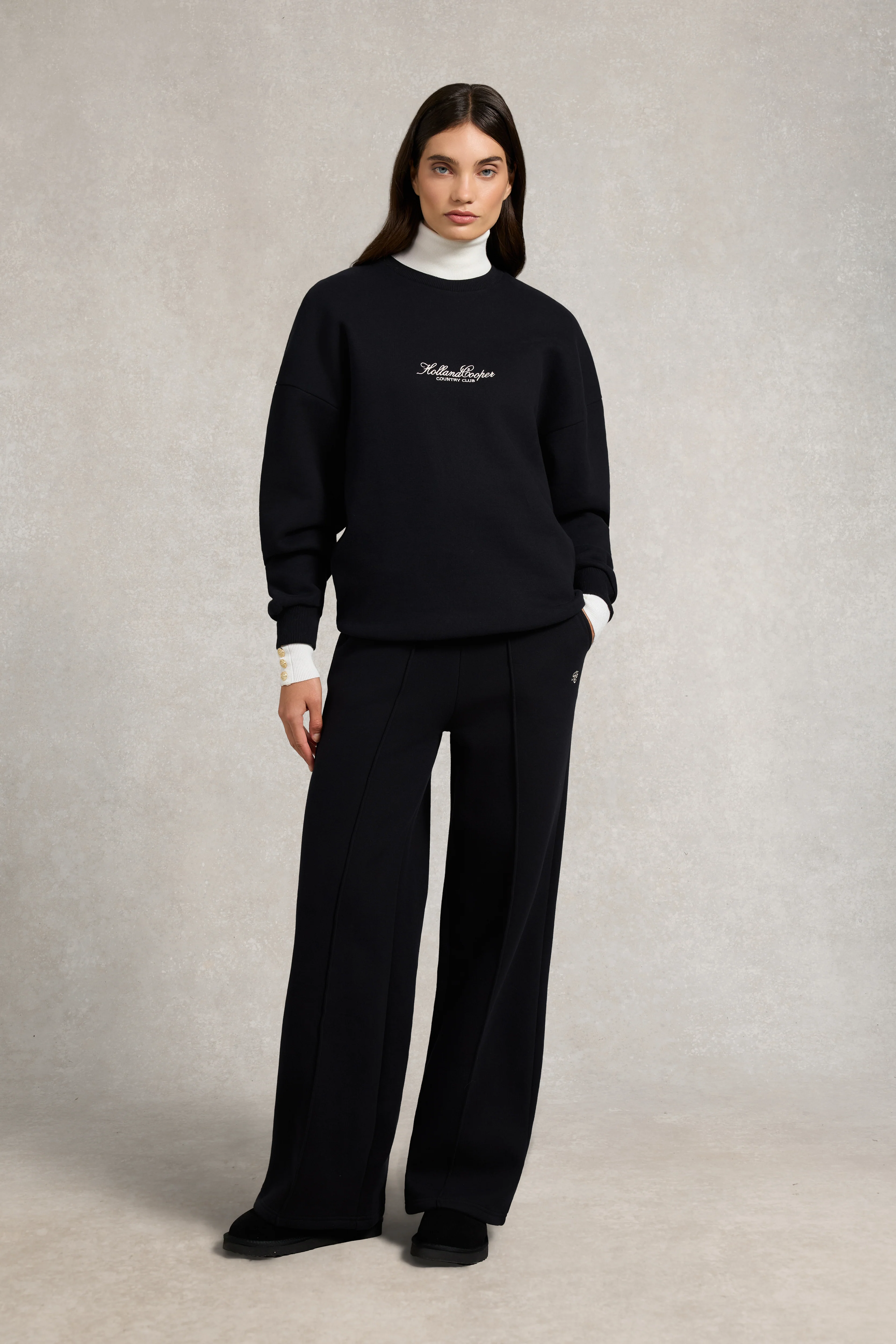 Relaxed Fit Crew Neck Sweat (Black)